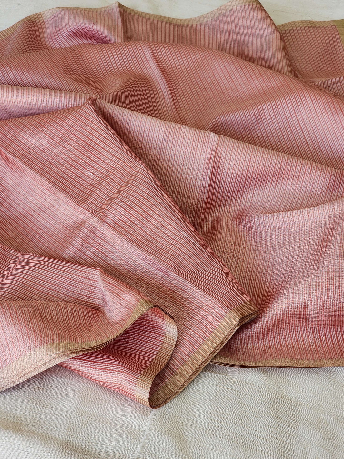 Rose gold kota cotton saree