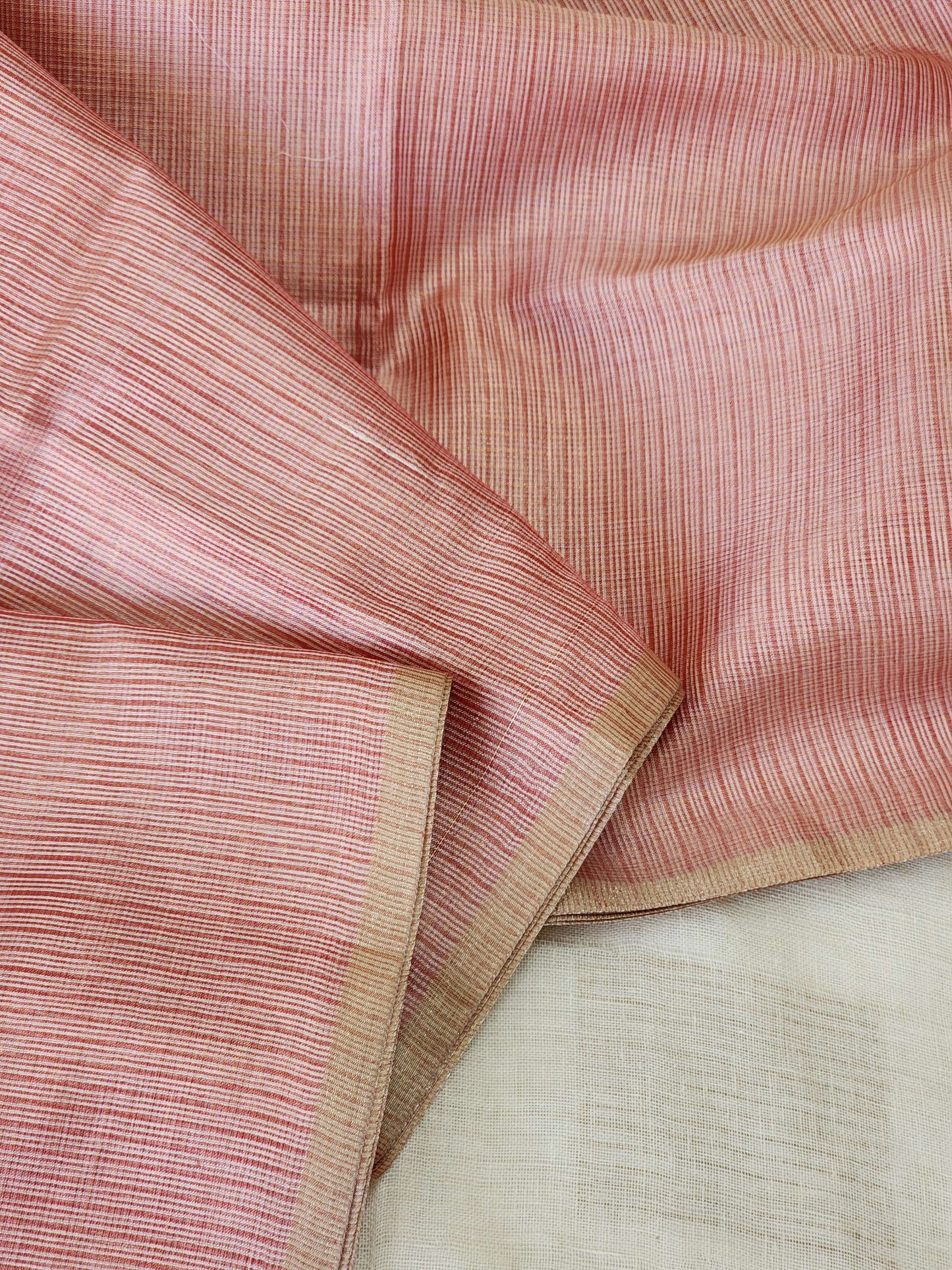 Rose gold kota cotton saree