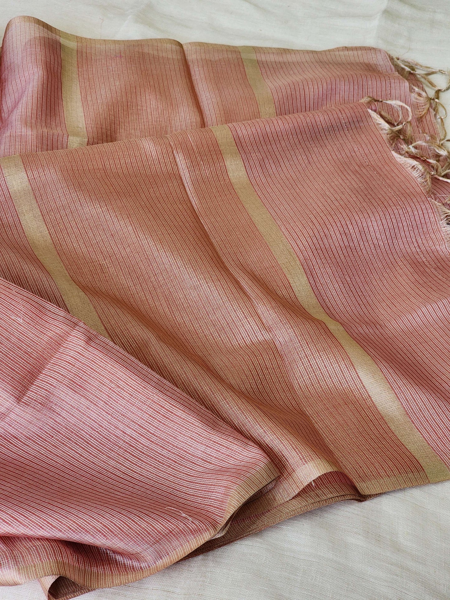 Rose gold kota cotton saree