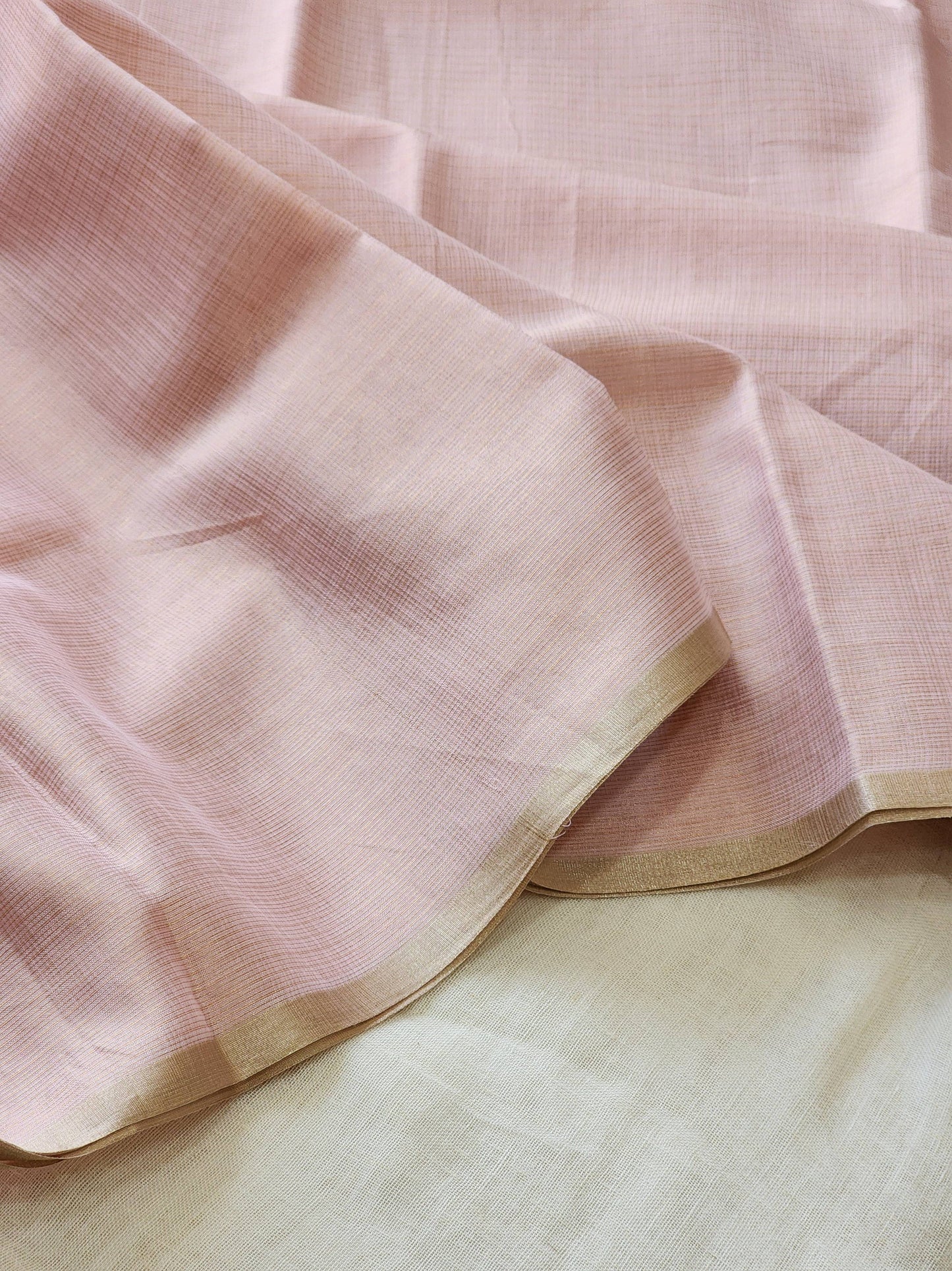 Baby pink kota cotton saree