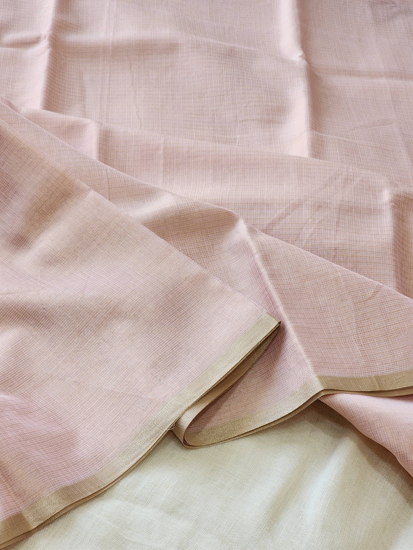 Baby pink kota cotton saree