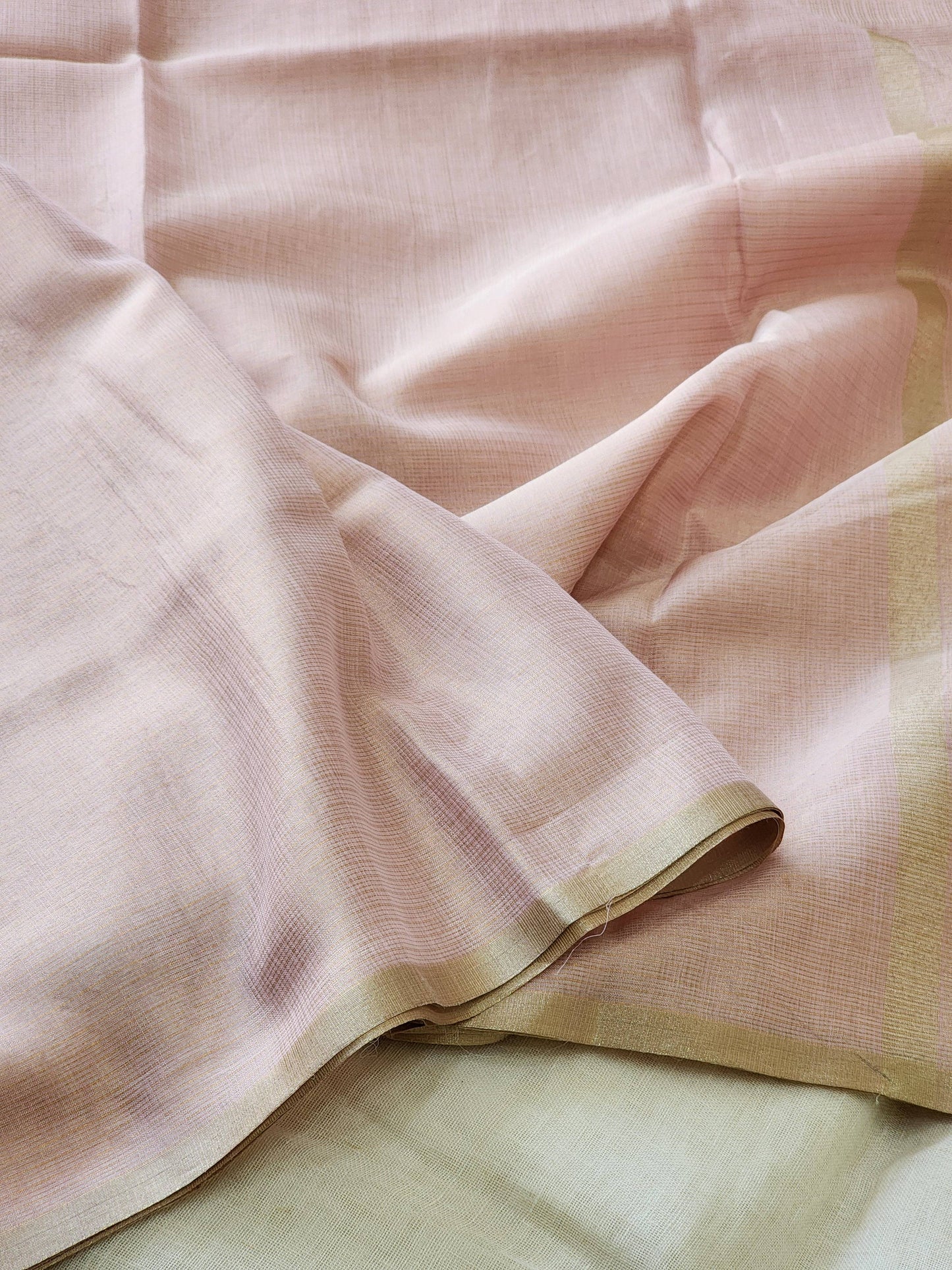 Baby pink kota cotton saree