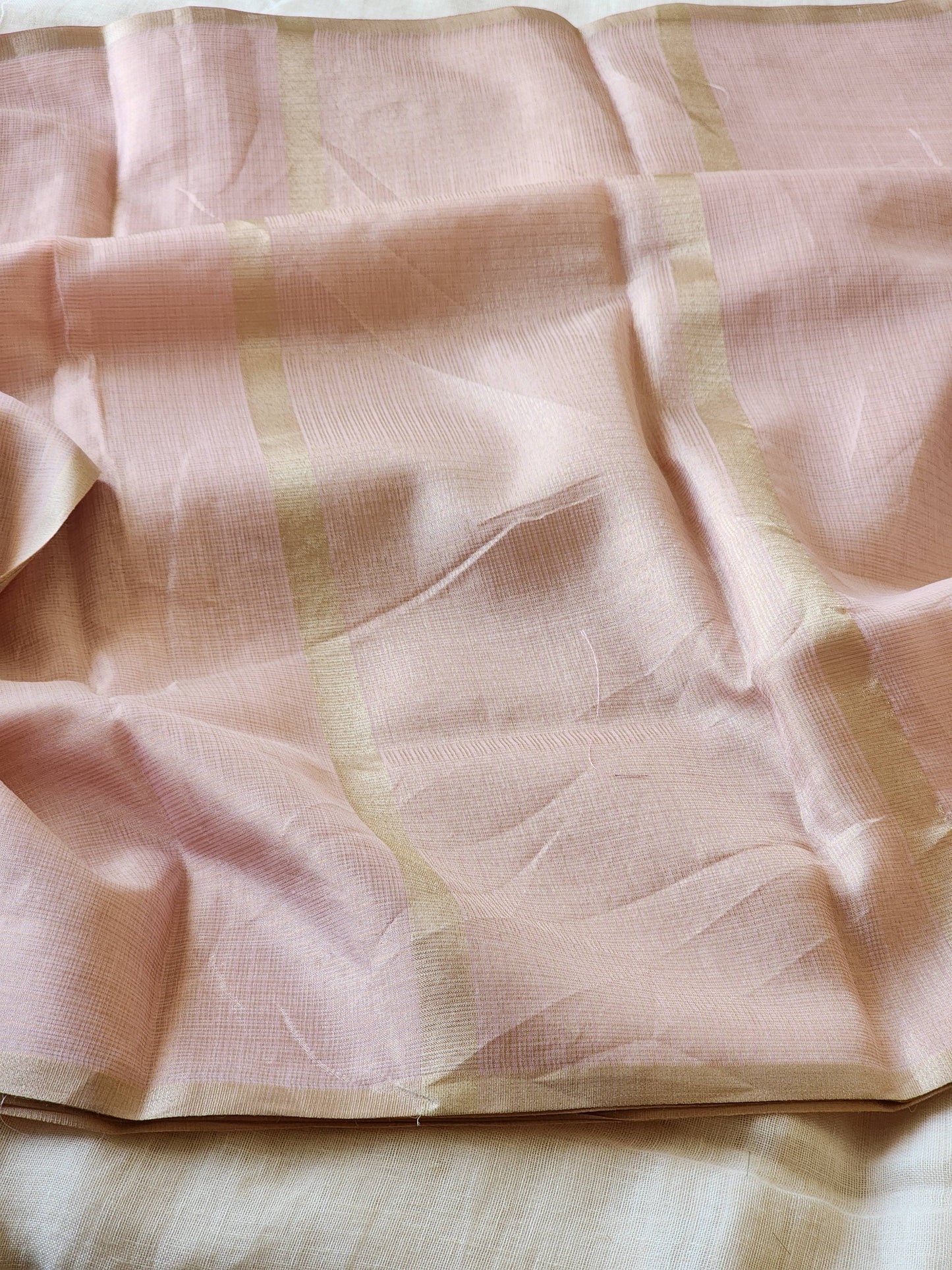 Baby pink kota cotton saree
