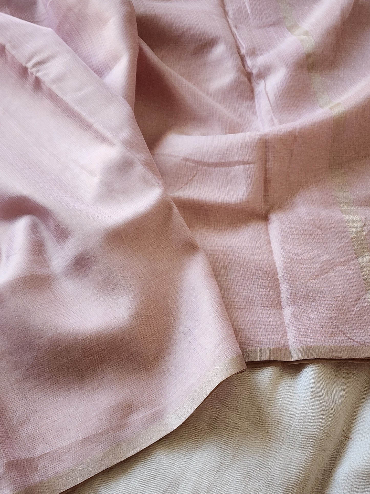 Baby pink kota cotton saree