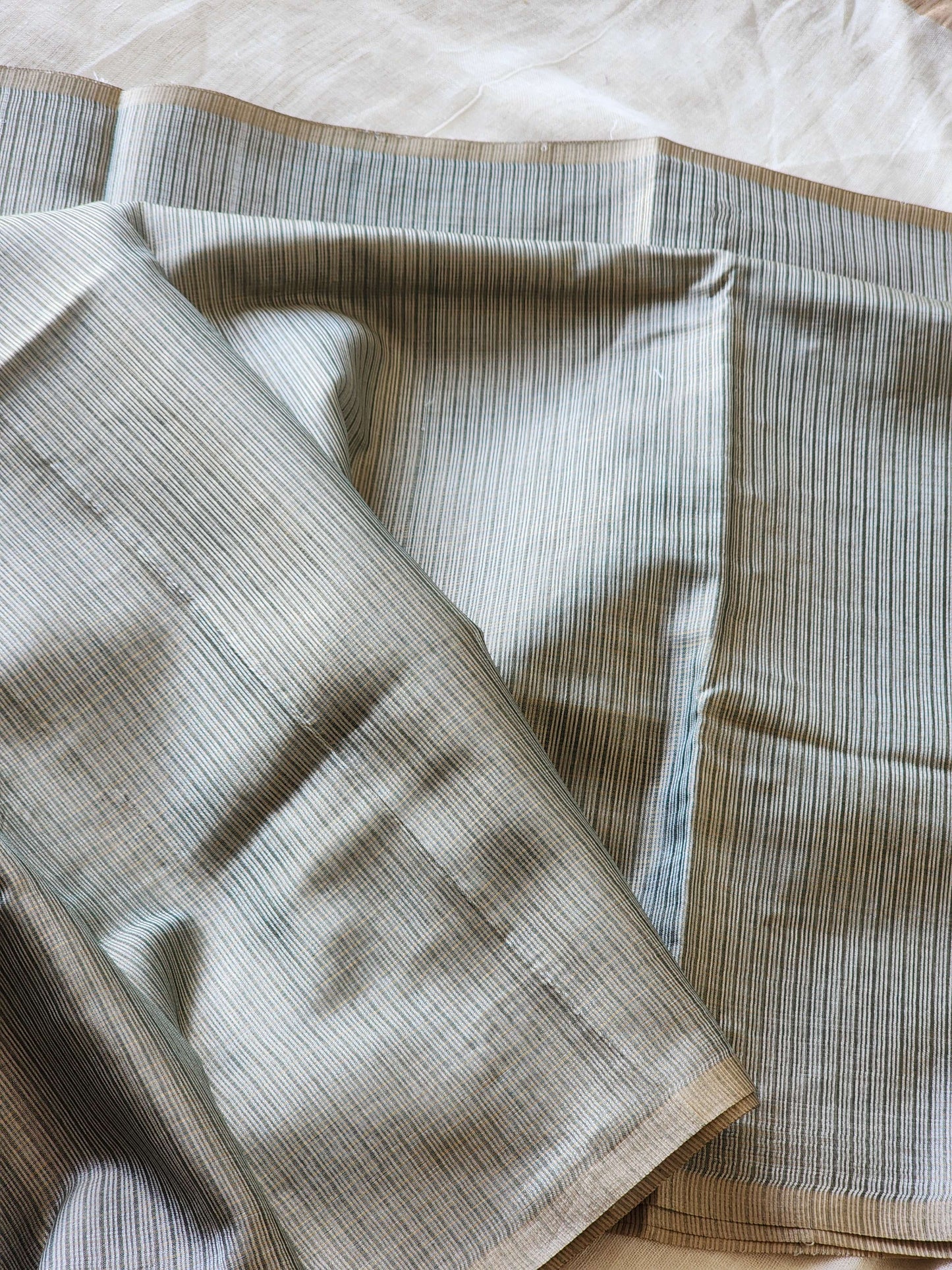 Metallic grey kota cotton saree