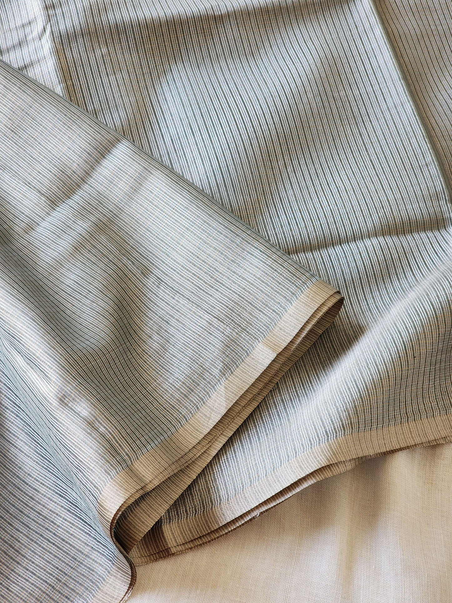 Metallic grey kota cotton saree