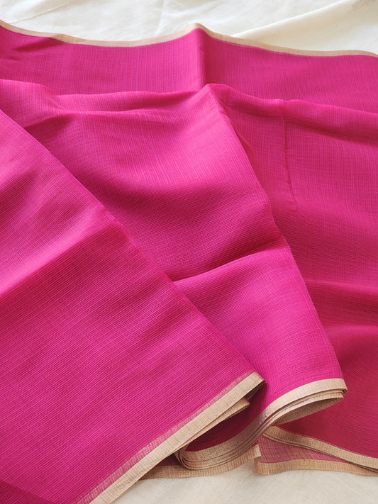 Rani Pink kota cotton saree