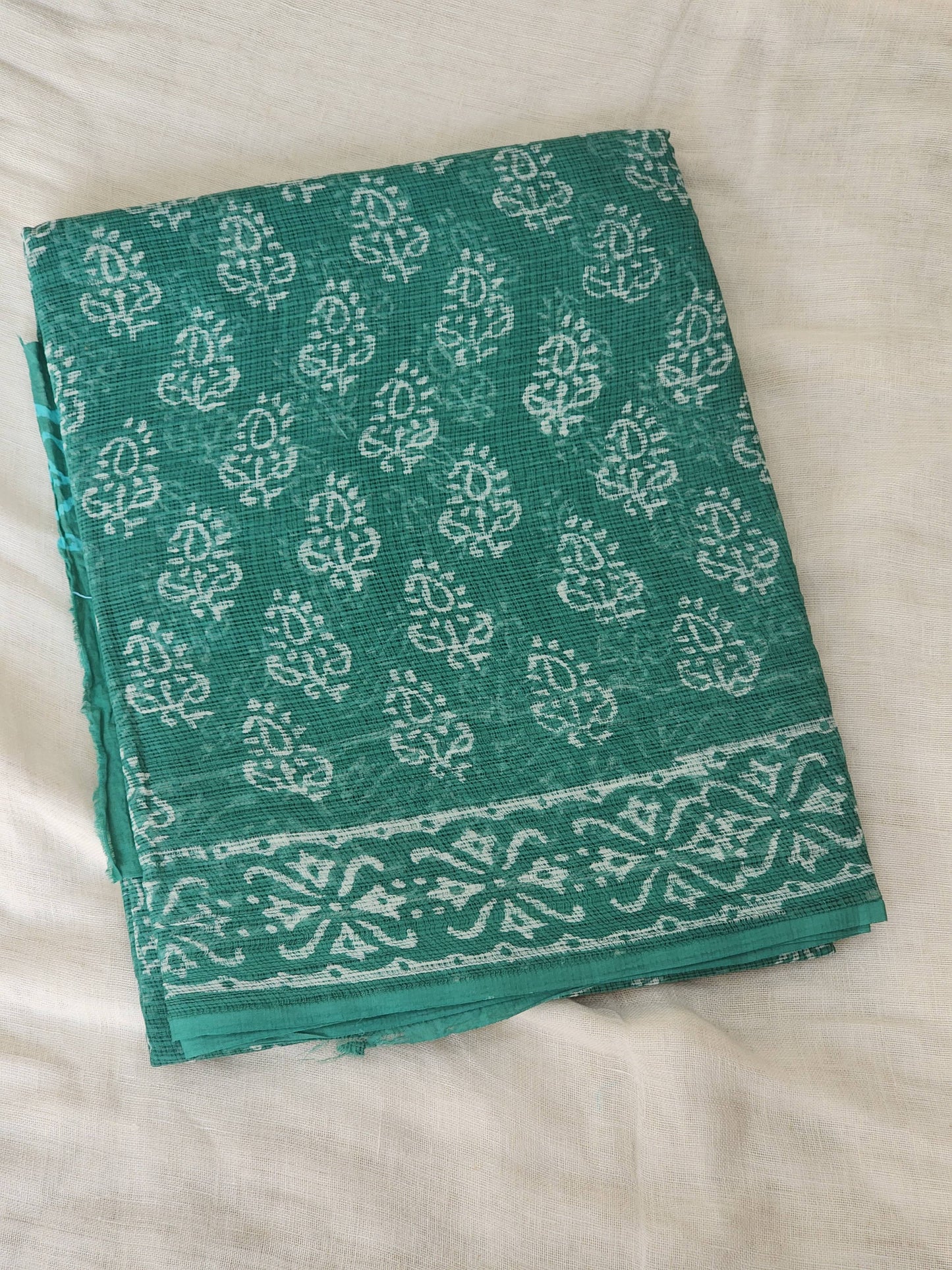 Green handblock kota saree