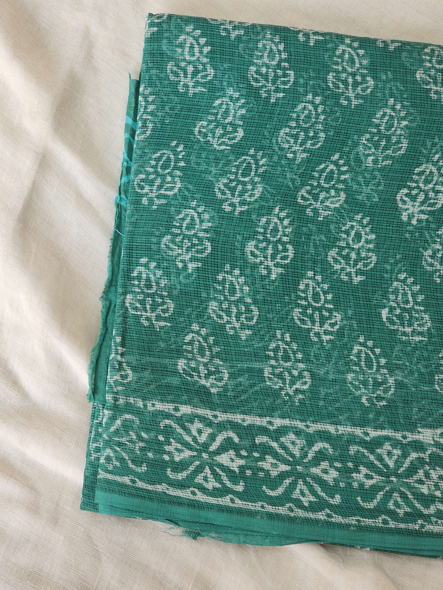 Green handblock kota saree