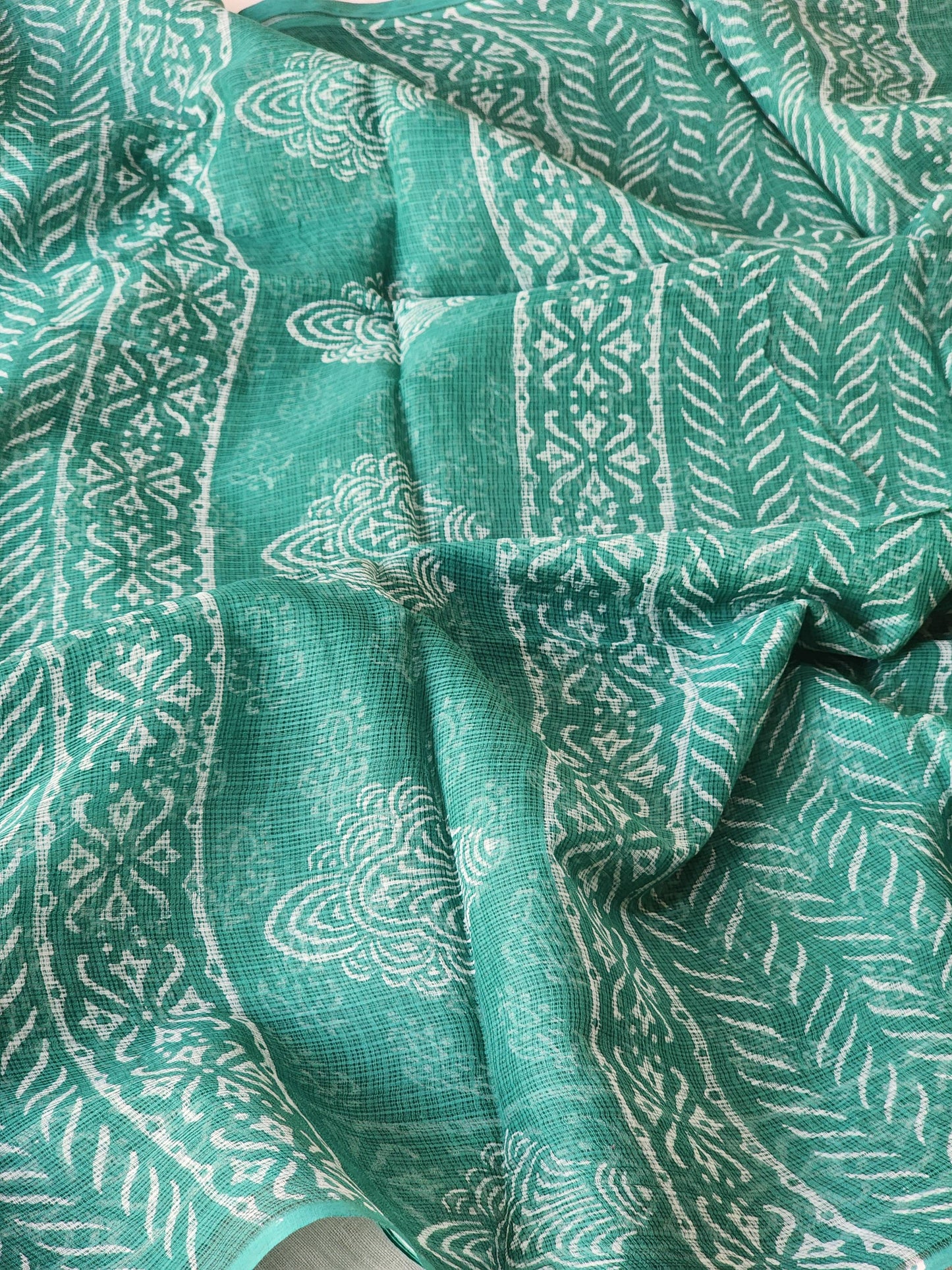 Green handblock kota saree