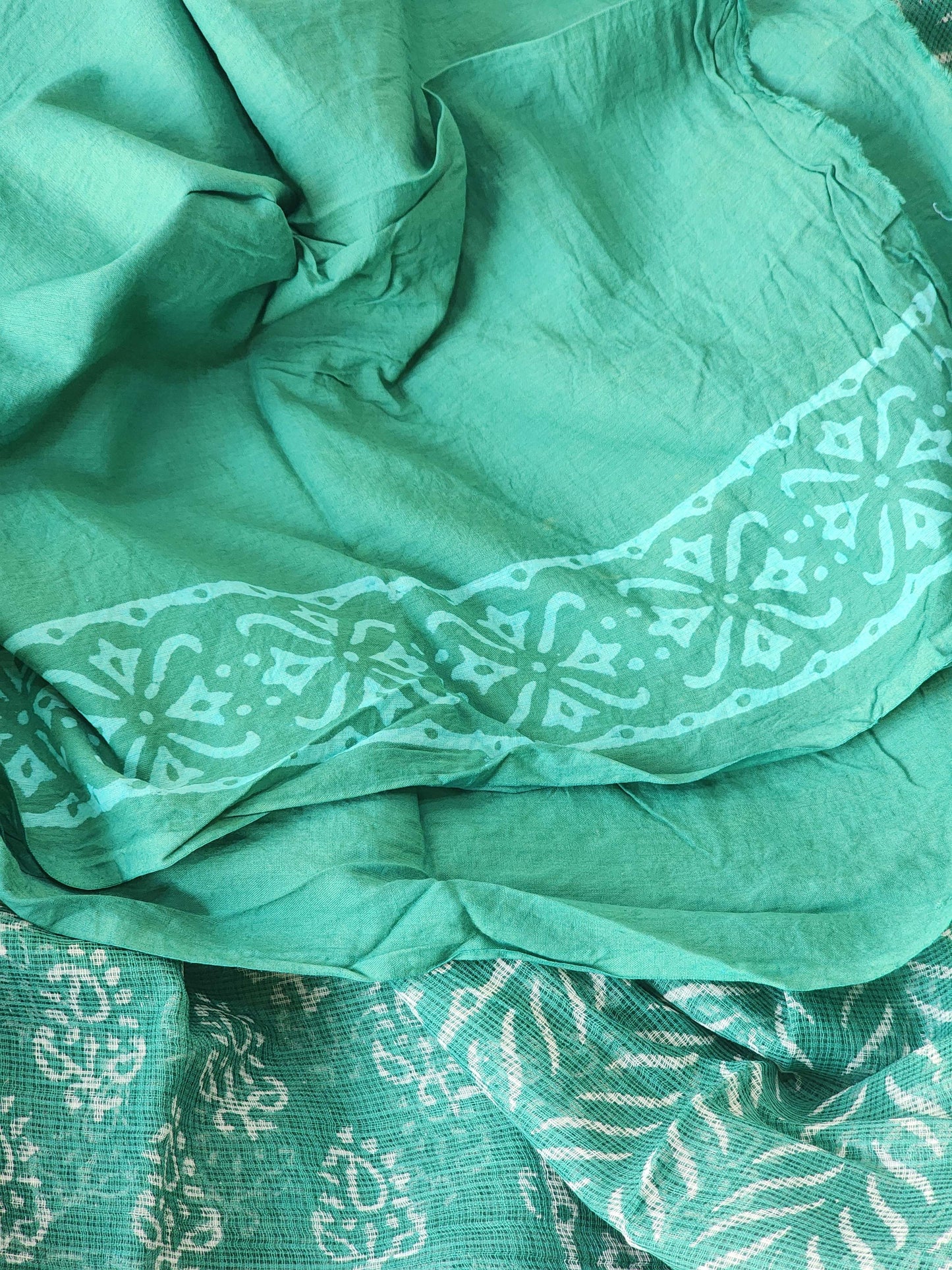Green handblock kota saree