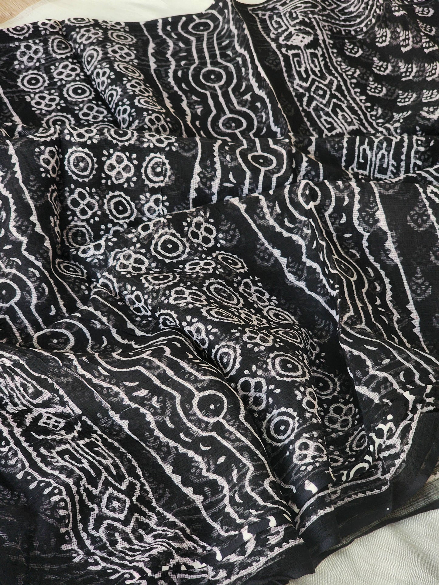 Black handblock kota saree
