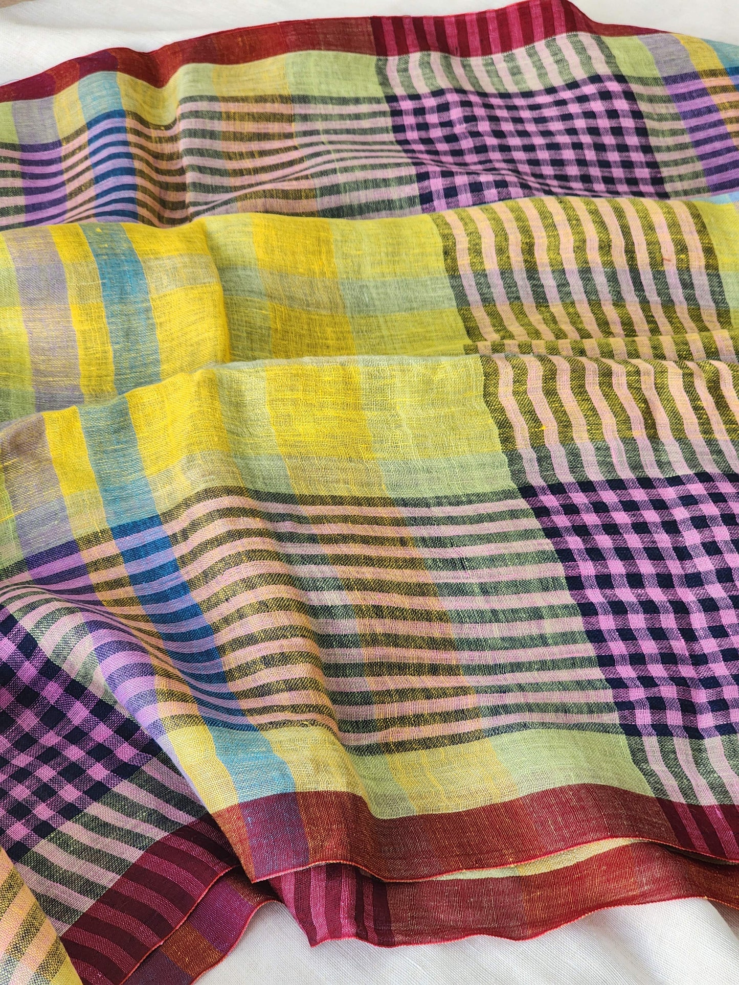 Purple & Yellow Linen Saree