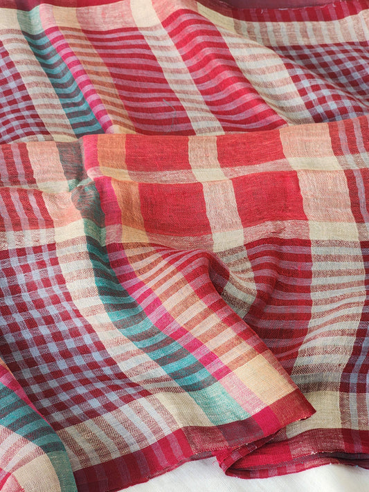 Multicolored Linen Saree