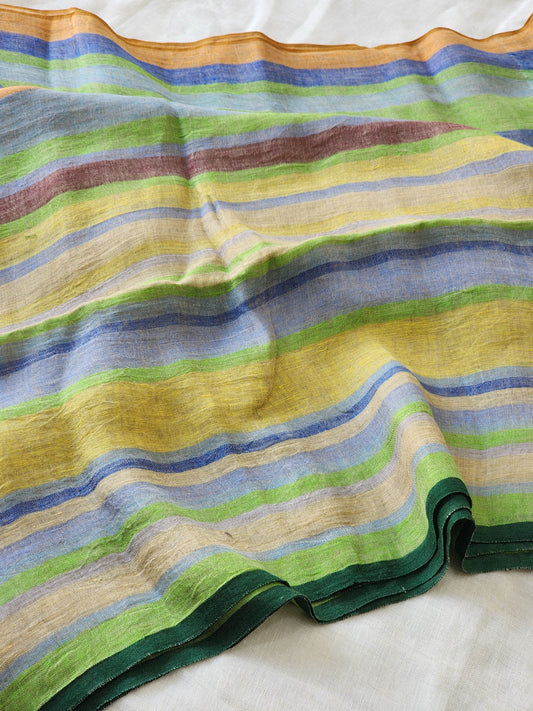 Multicolored Linen Saree