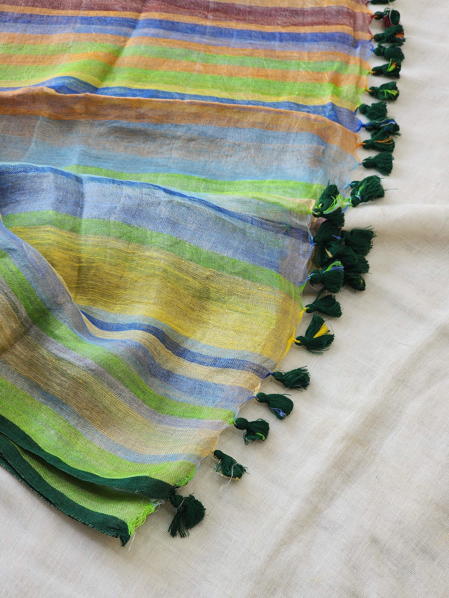 Multicolored Linen Saree