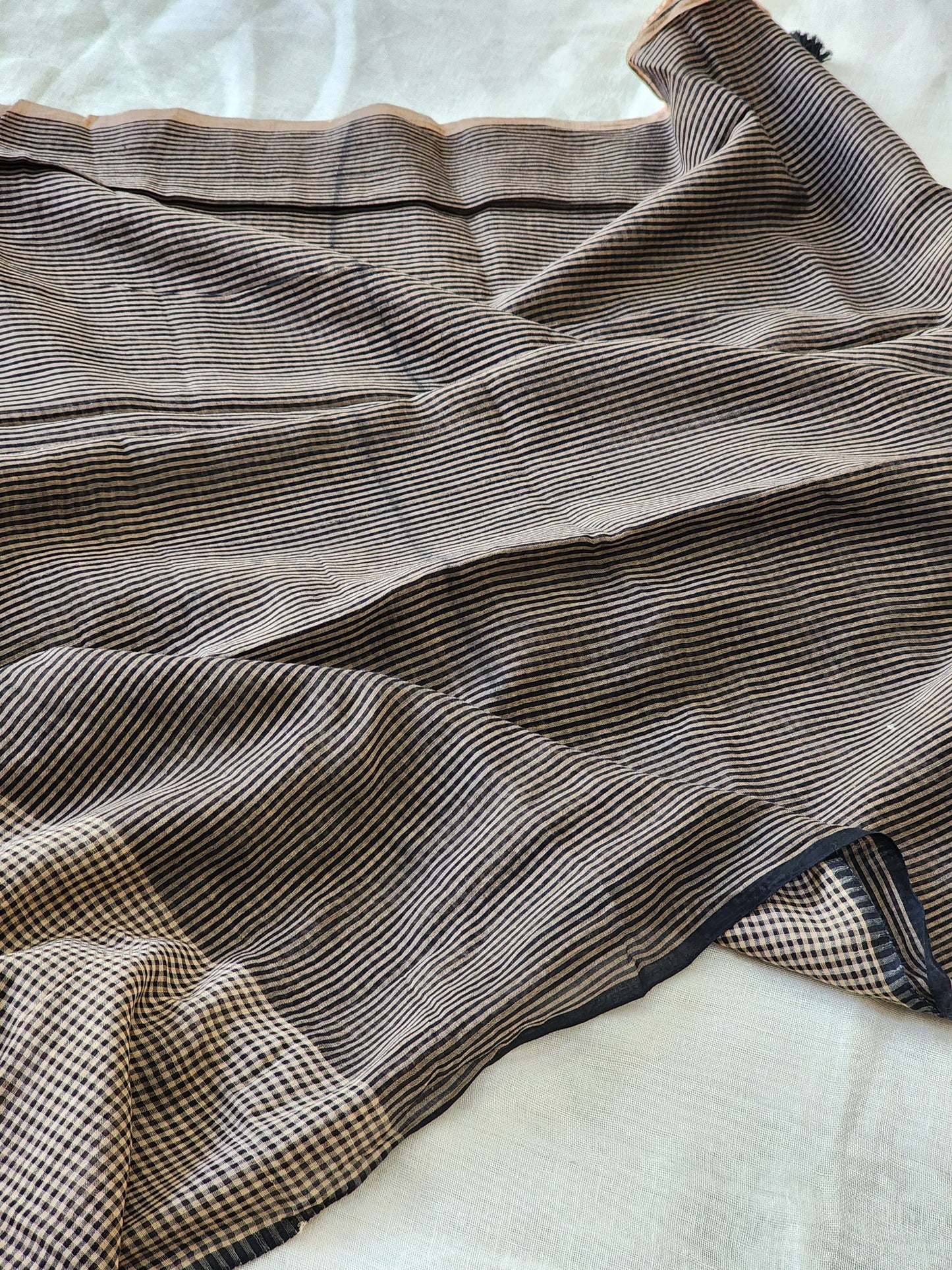 Black & Brown Cotton Handloom Saree
