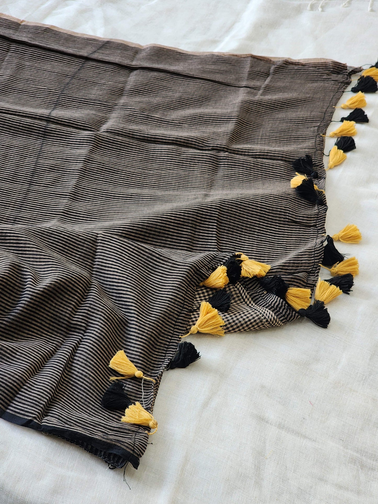 Black & Brown Cotton Handloom Saree