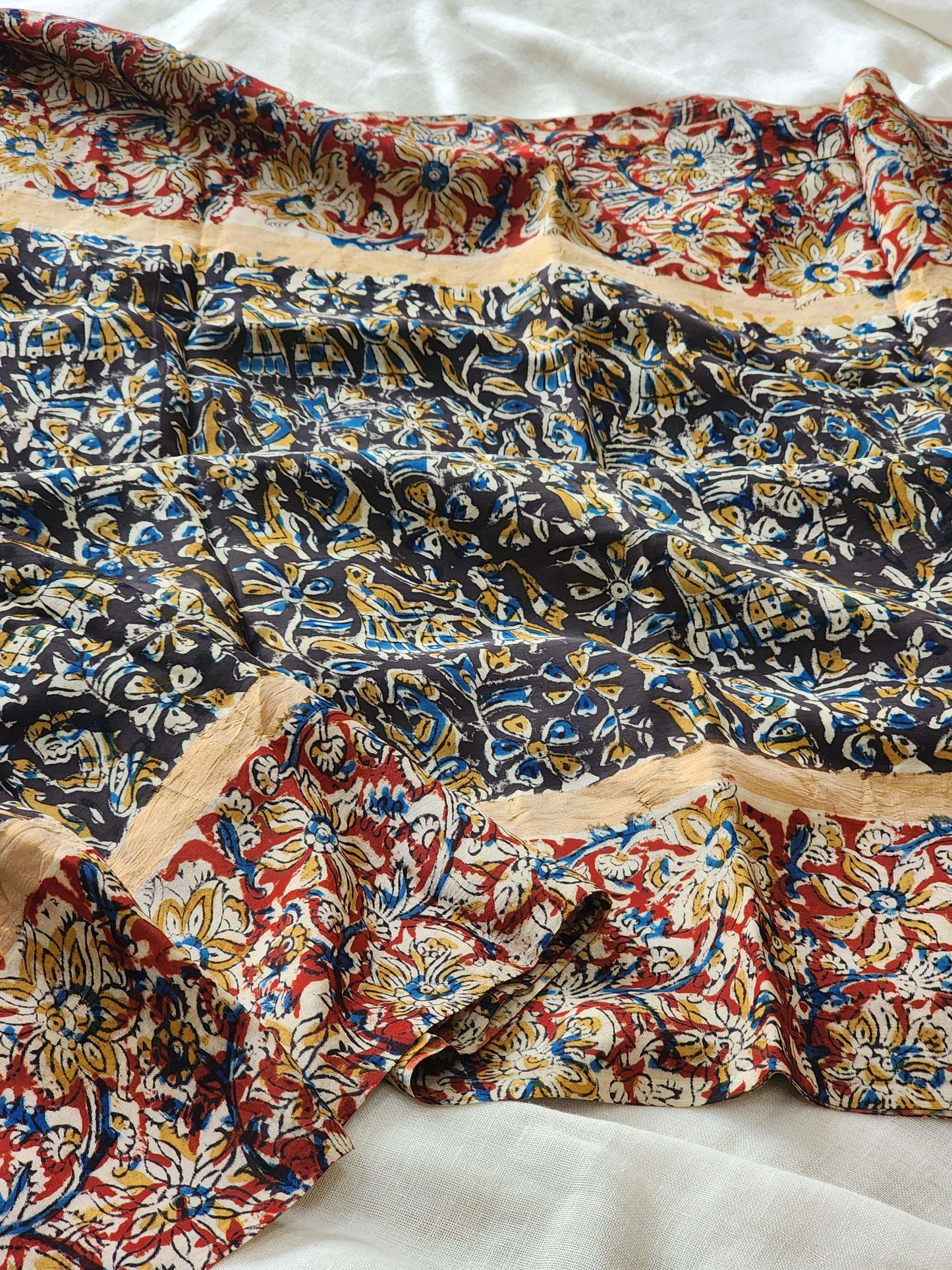 Black Kalamkari Silk Saree