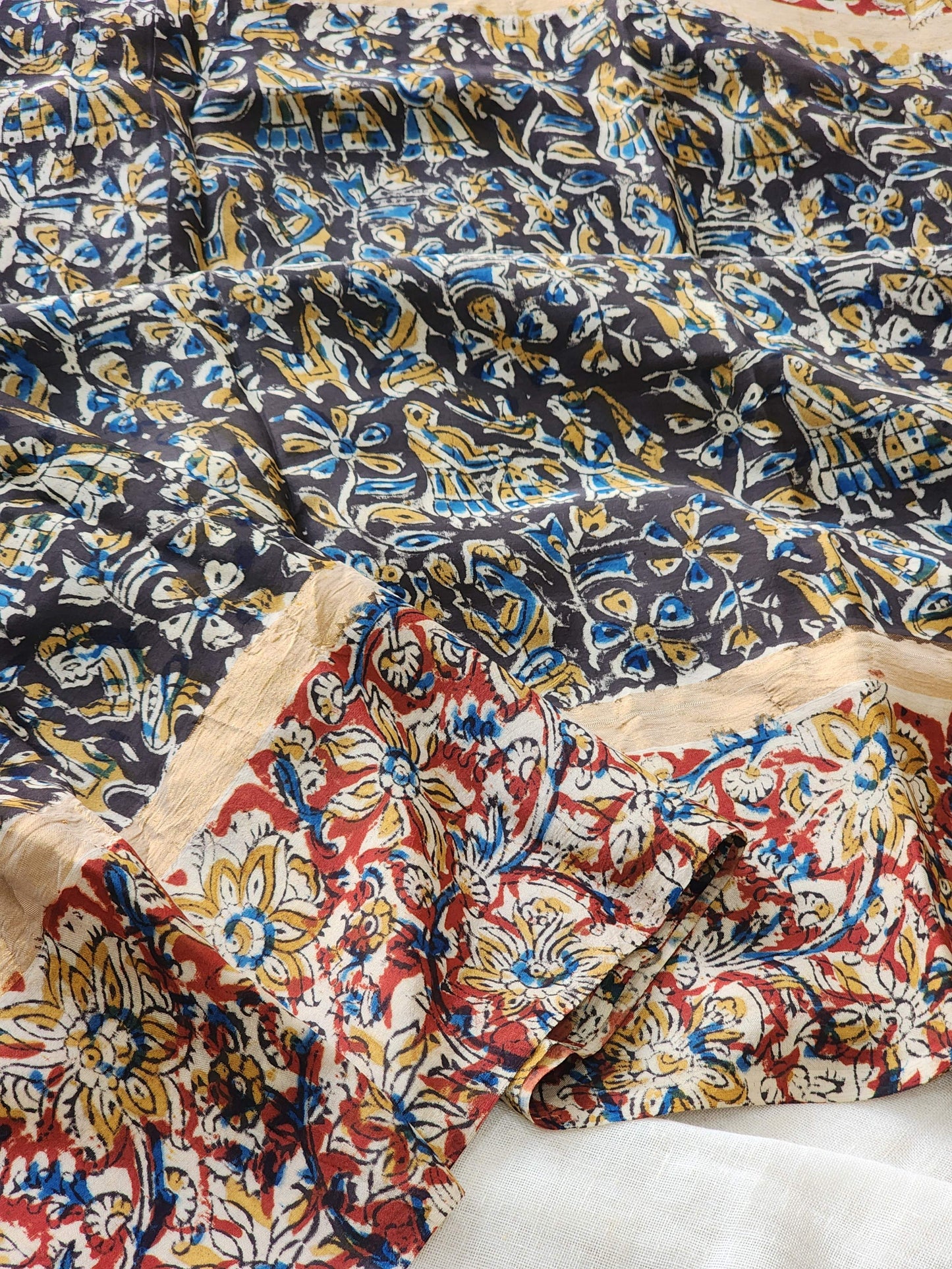 Black Kalamkari Silk Saree