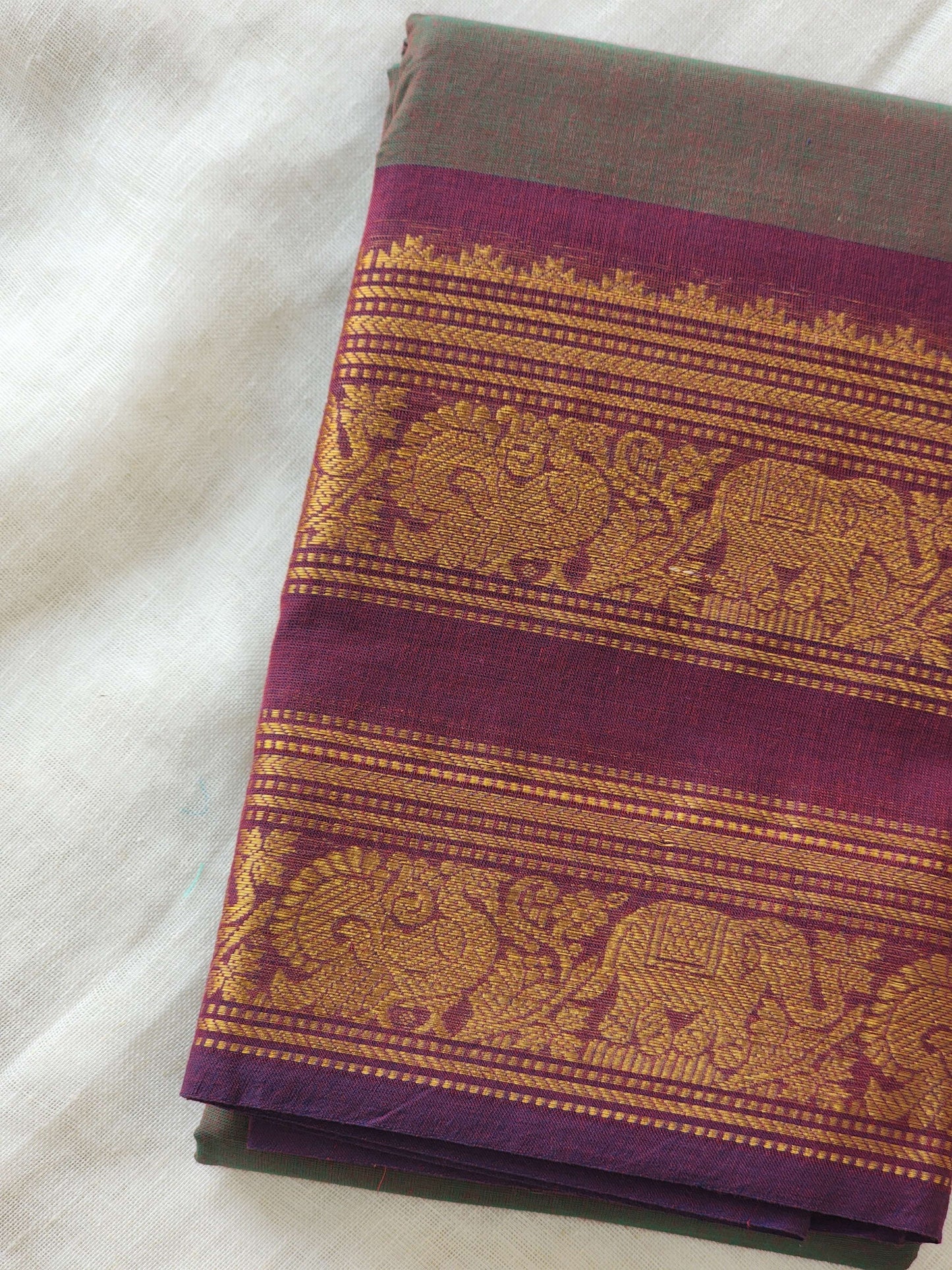 Green chettinad cotton saree