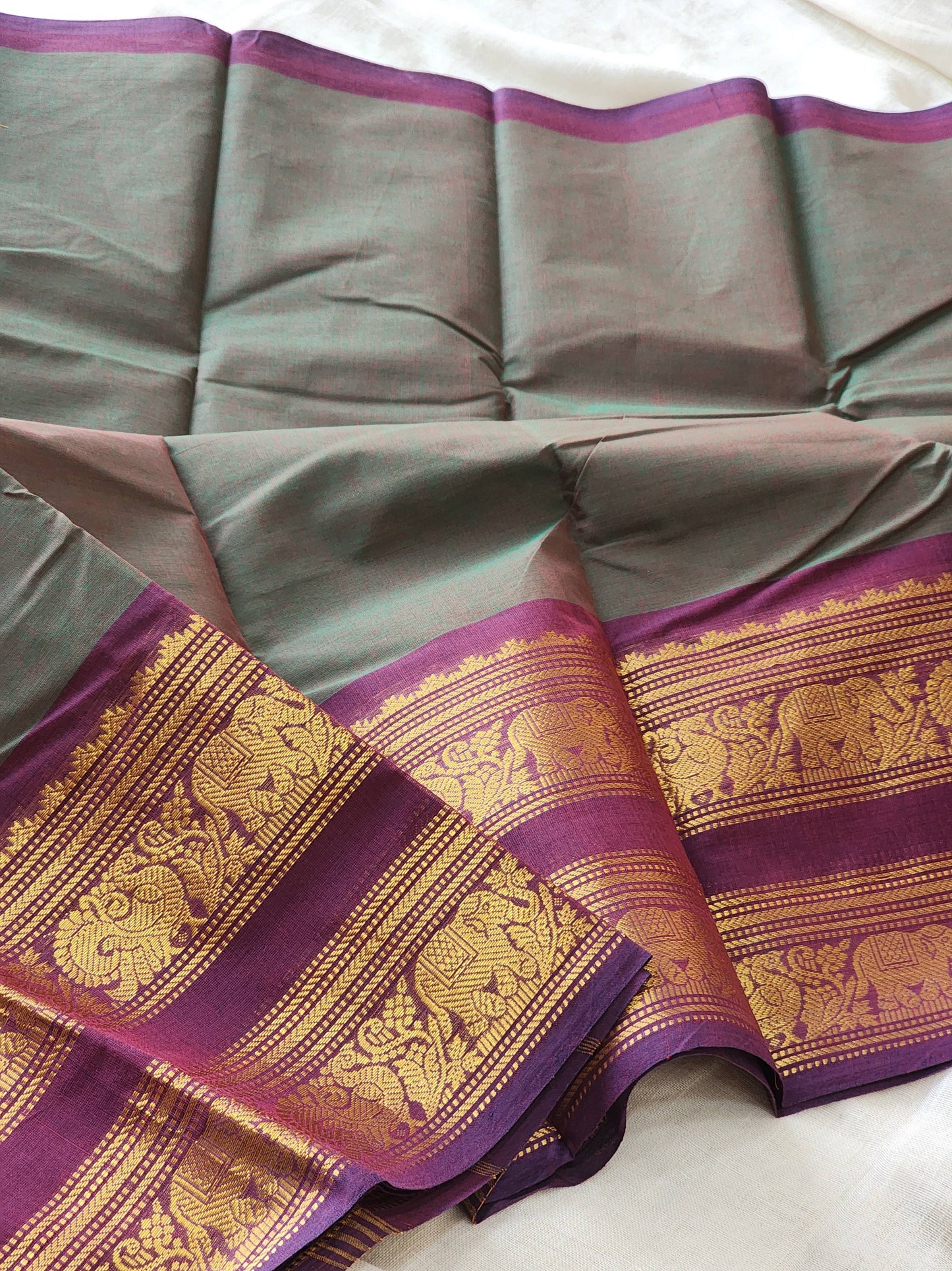 Green chettinad cotton saree