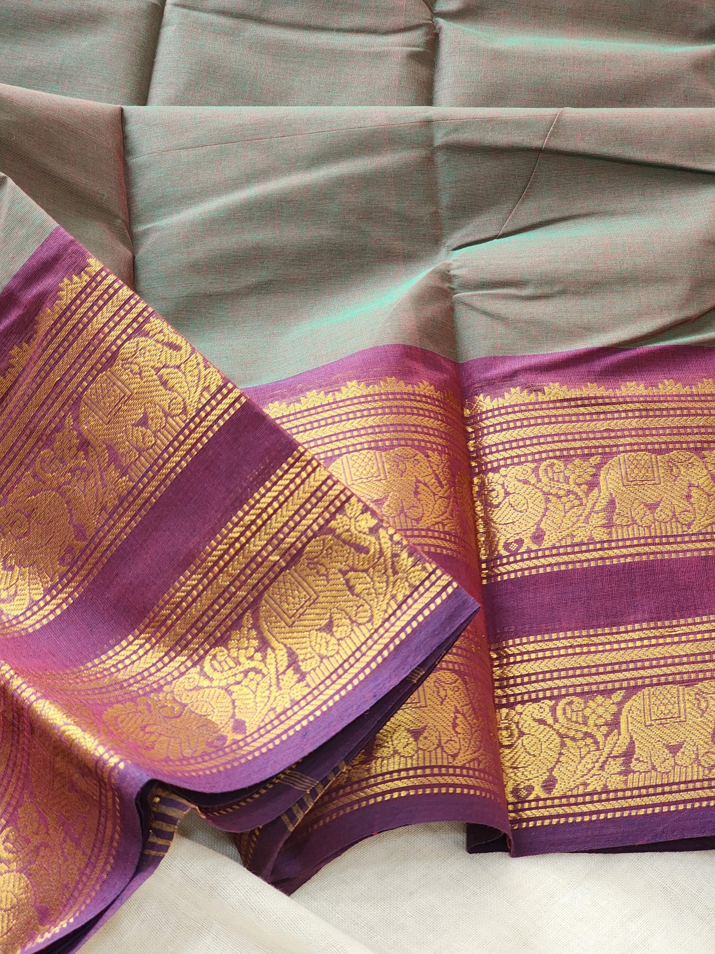 Green chettinad cotton saree