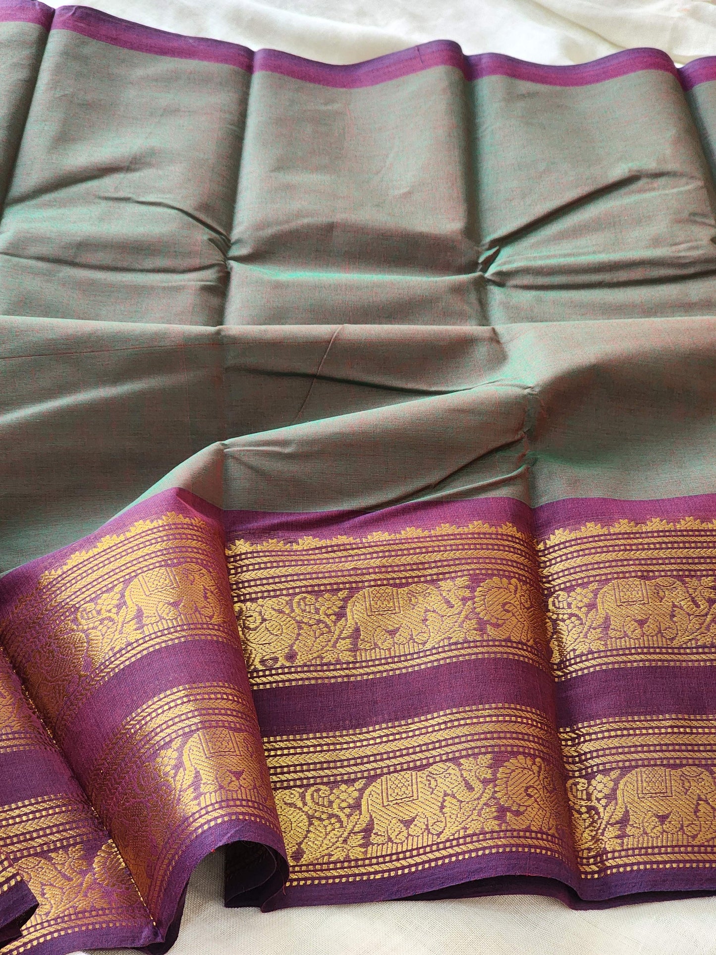 Green chettinad cotton saree