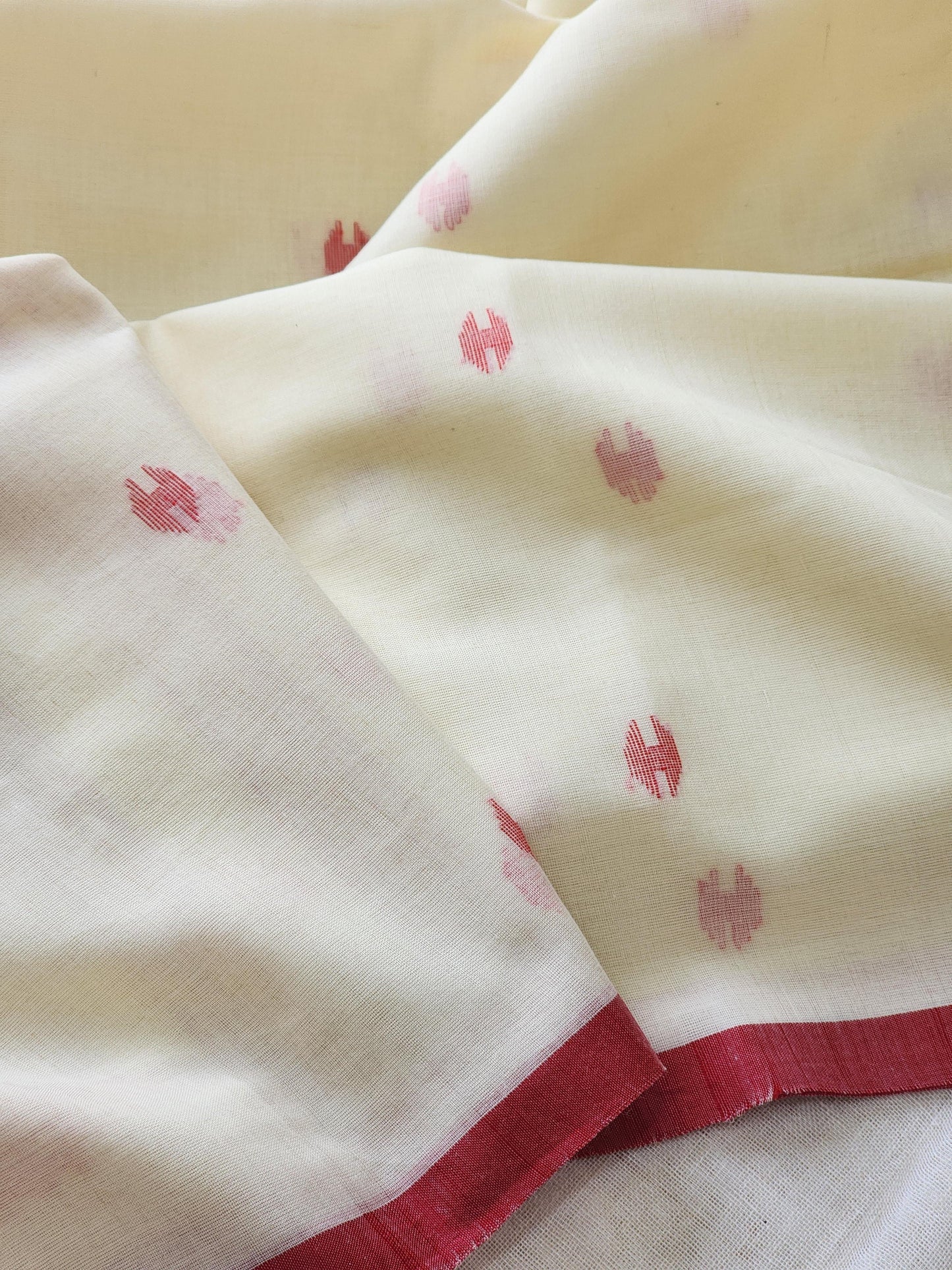 Cream Jamdani Cotton Saree