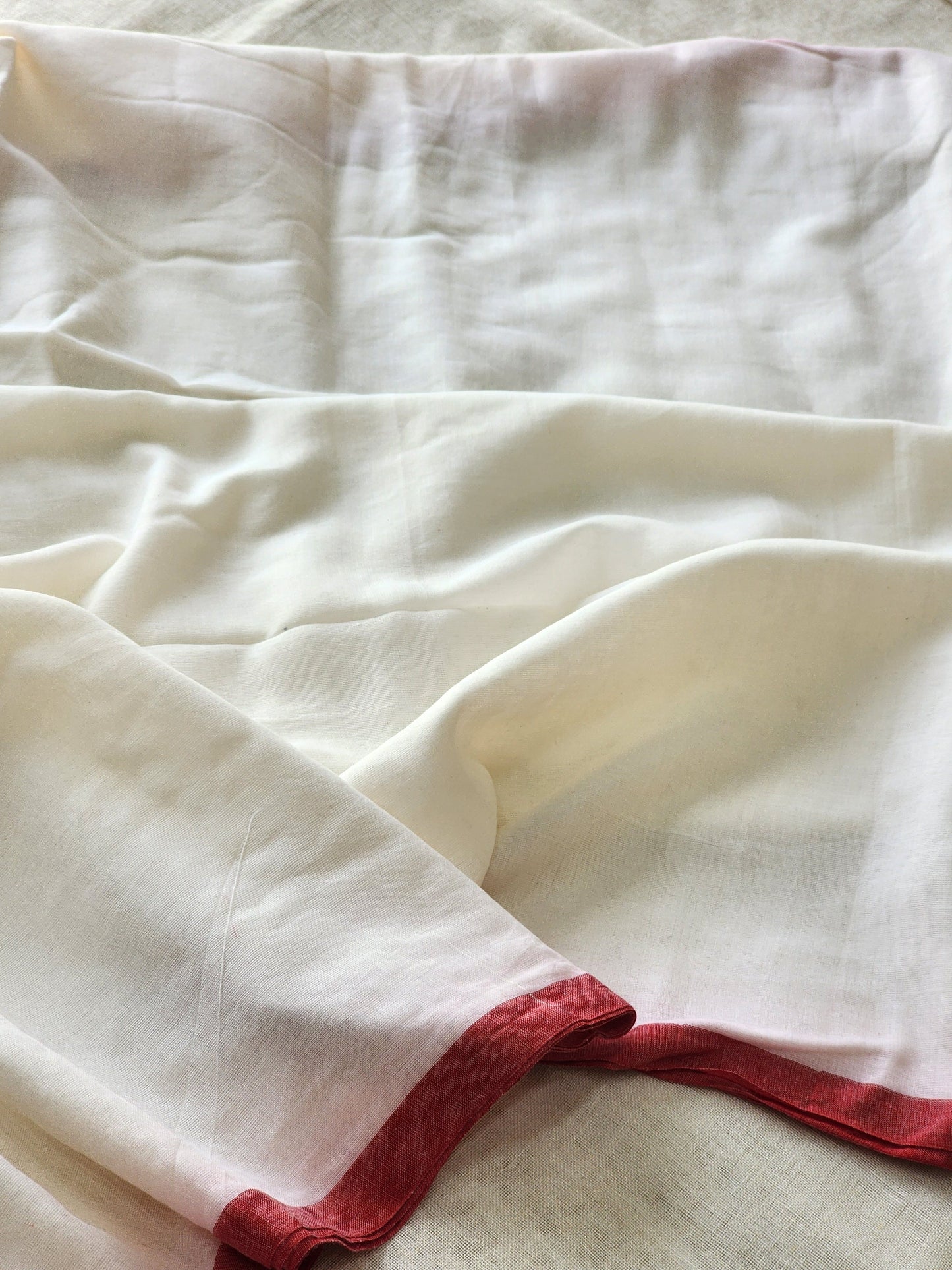Off White mulmul cotton saree