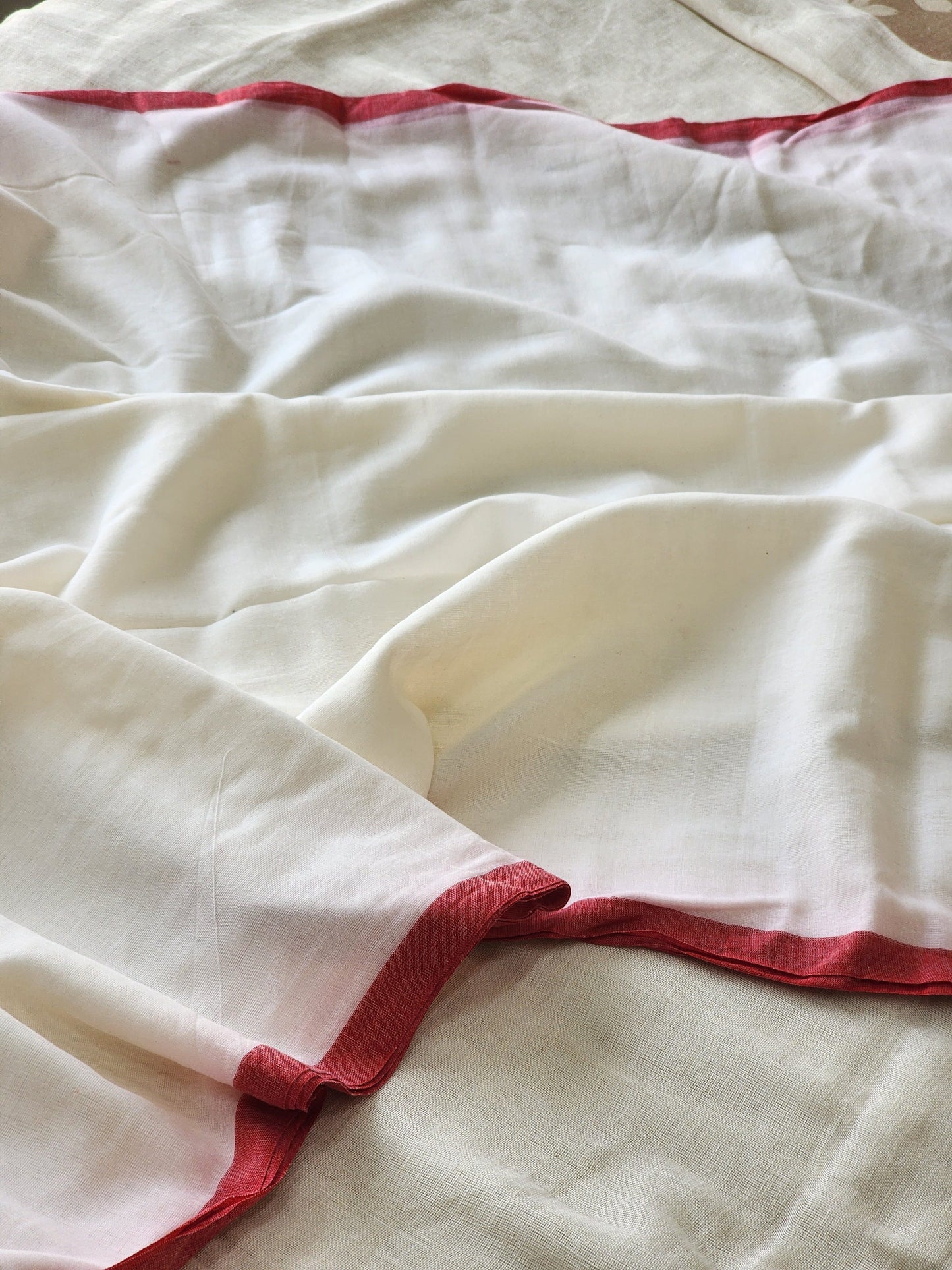 Off White mulmul cotton saree