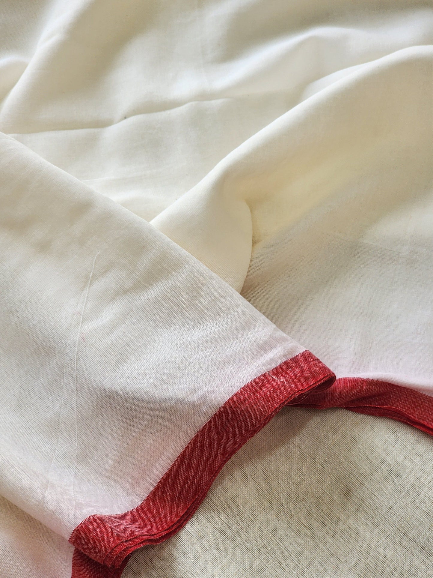 Off White mulmul cotton saree