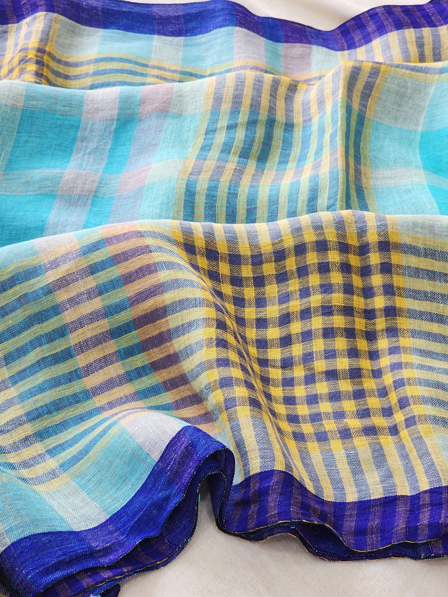 Blue Linen Saree