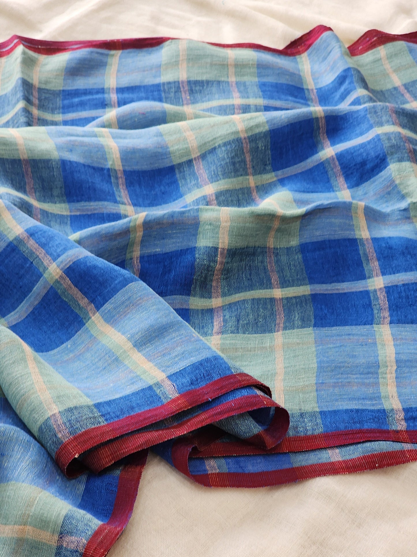 Blue & Green Linen Saree