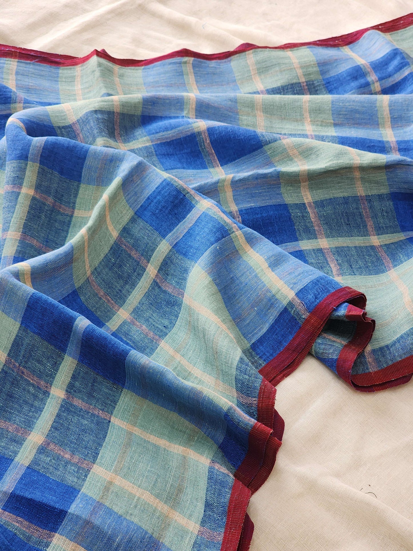 Blue & Green Linen Saree