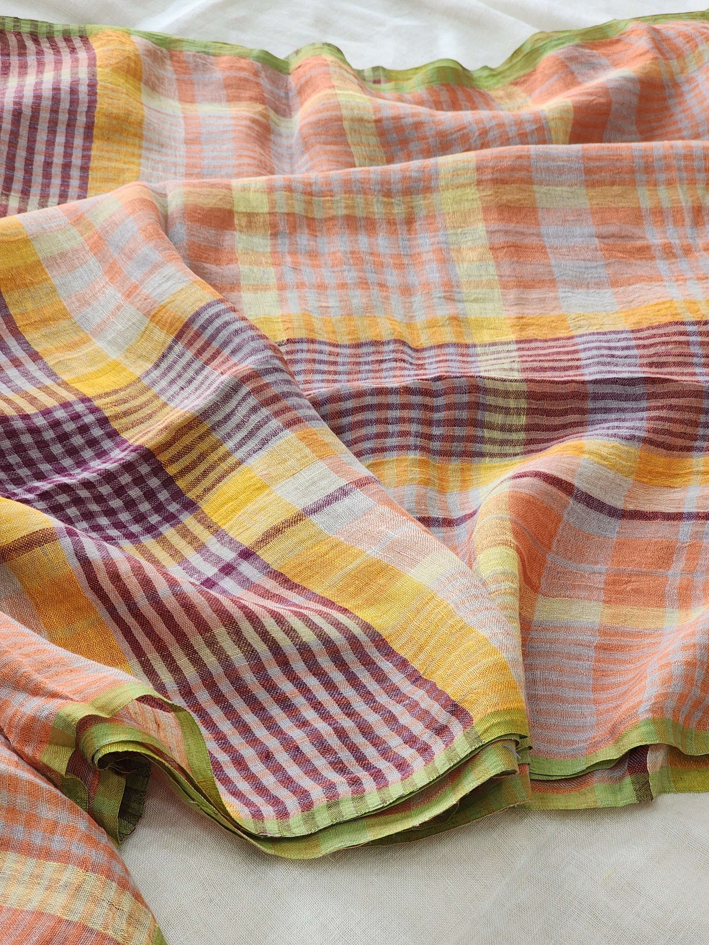 Multicolored Linen Saree
