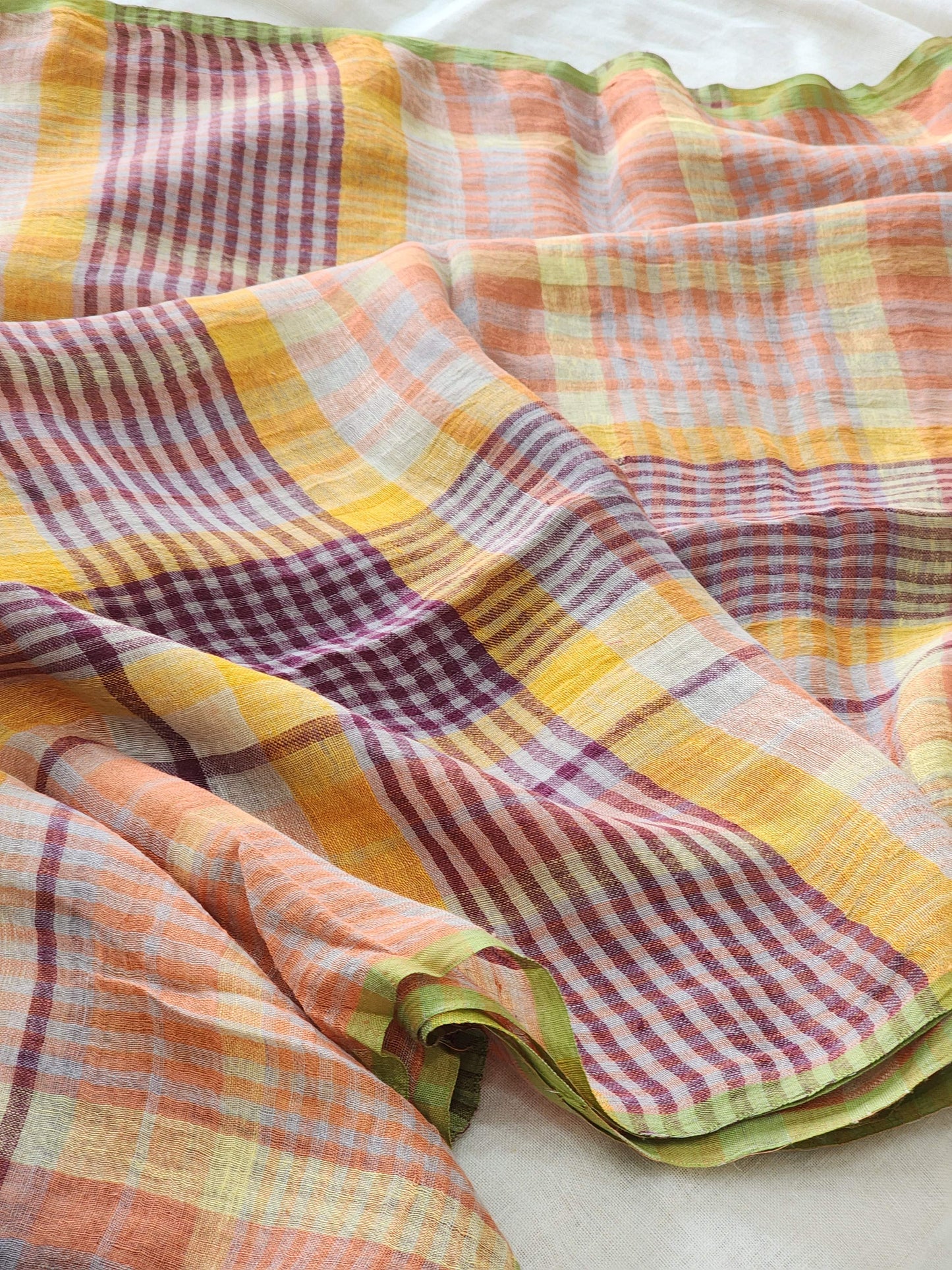 Multicolored Linen Saree