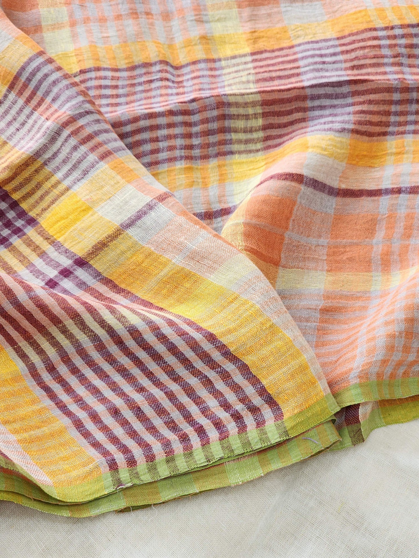 Multicolored Linen Saree