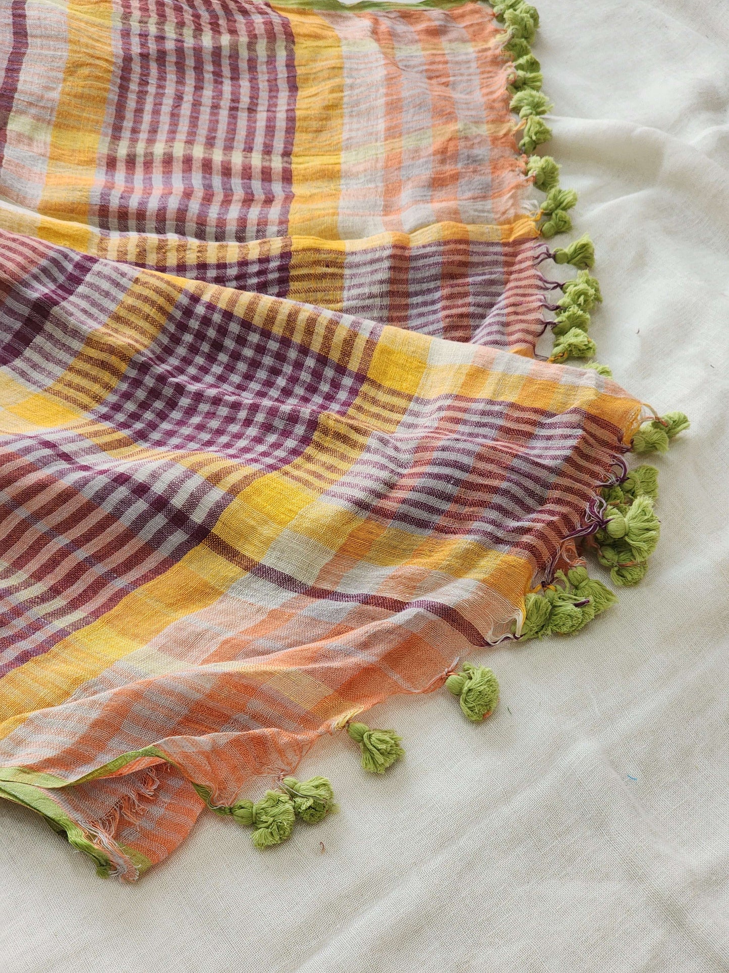 Multicolored Linen Saree