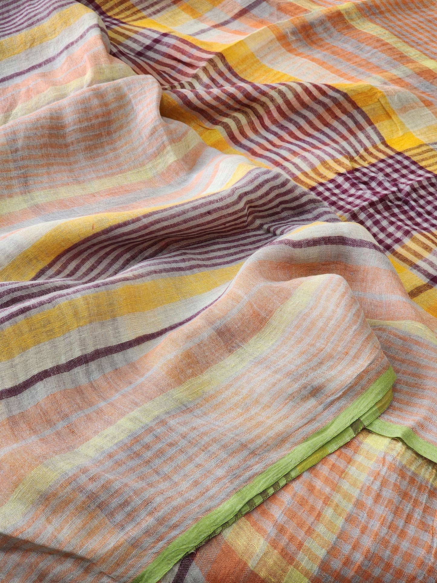Multicolored Linen Saree