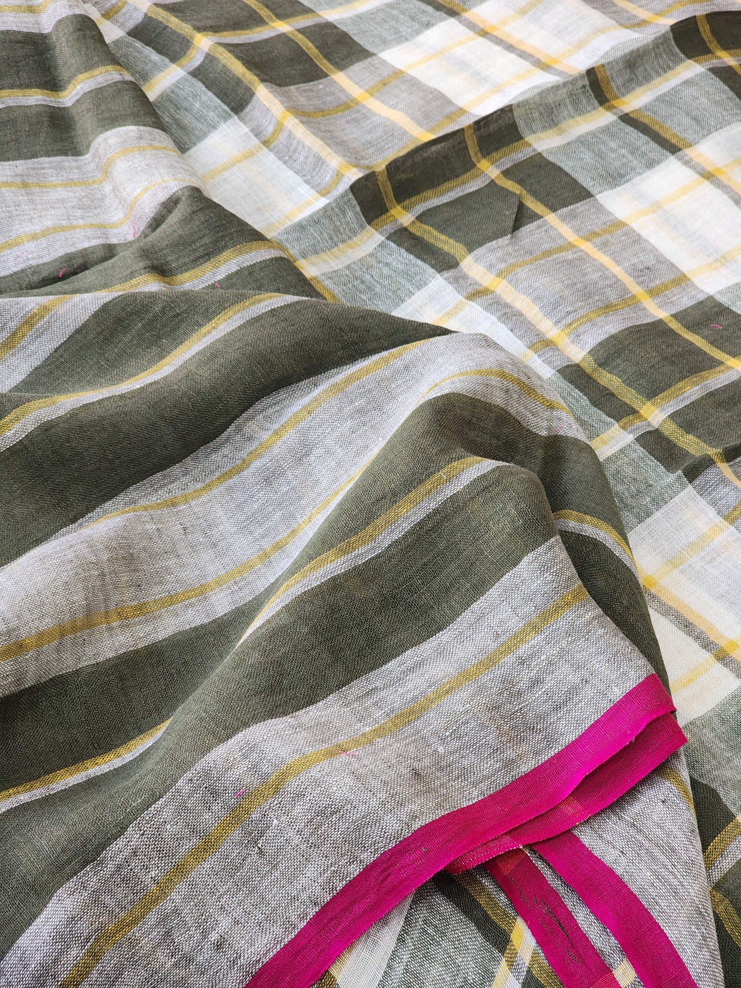White & Grey Linen Saree