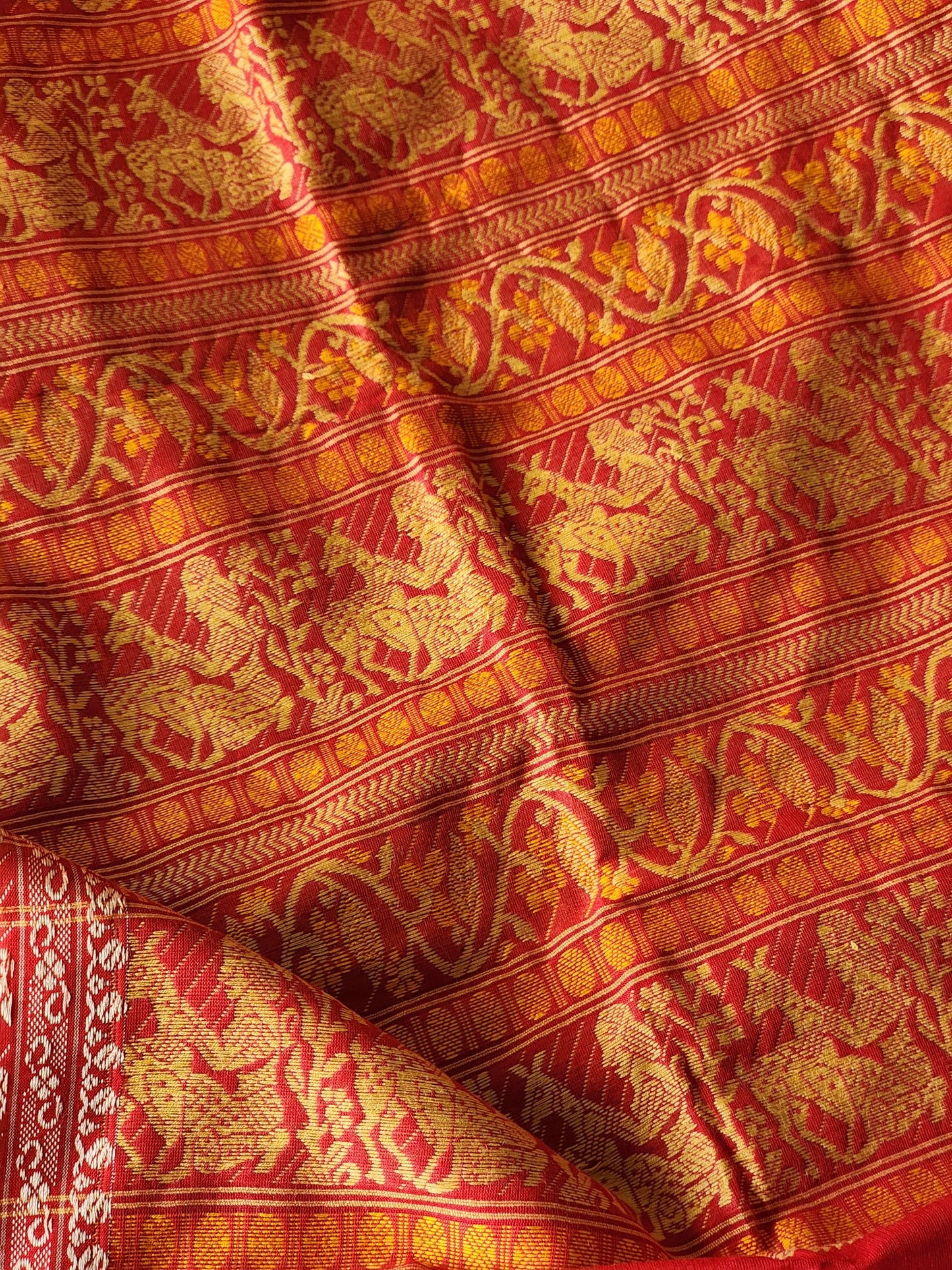 Red Baluchari Cotton Saree