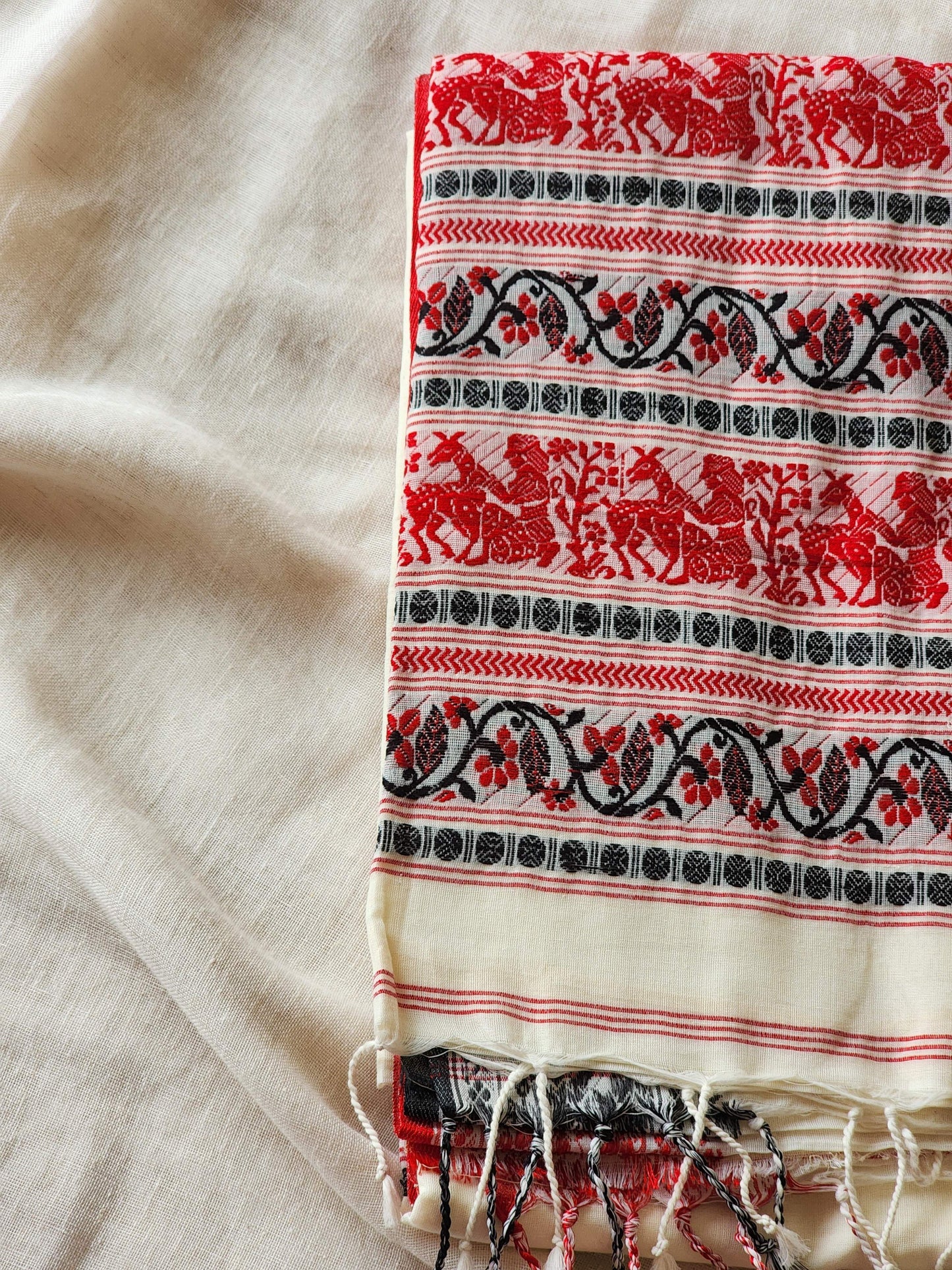 White Baluchari Cotton Saree