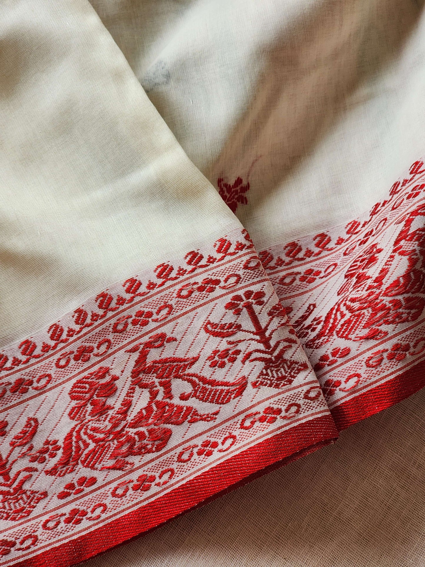 White Baluchari Cotton Saree