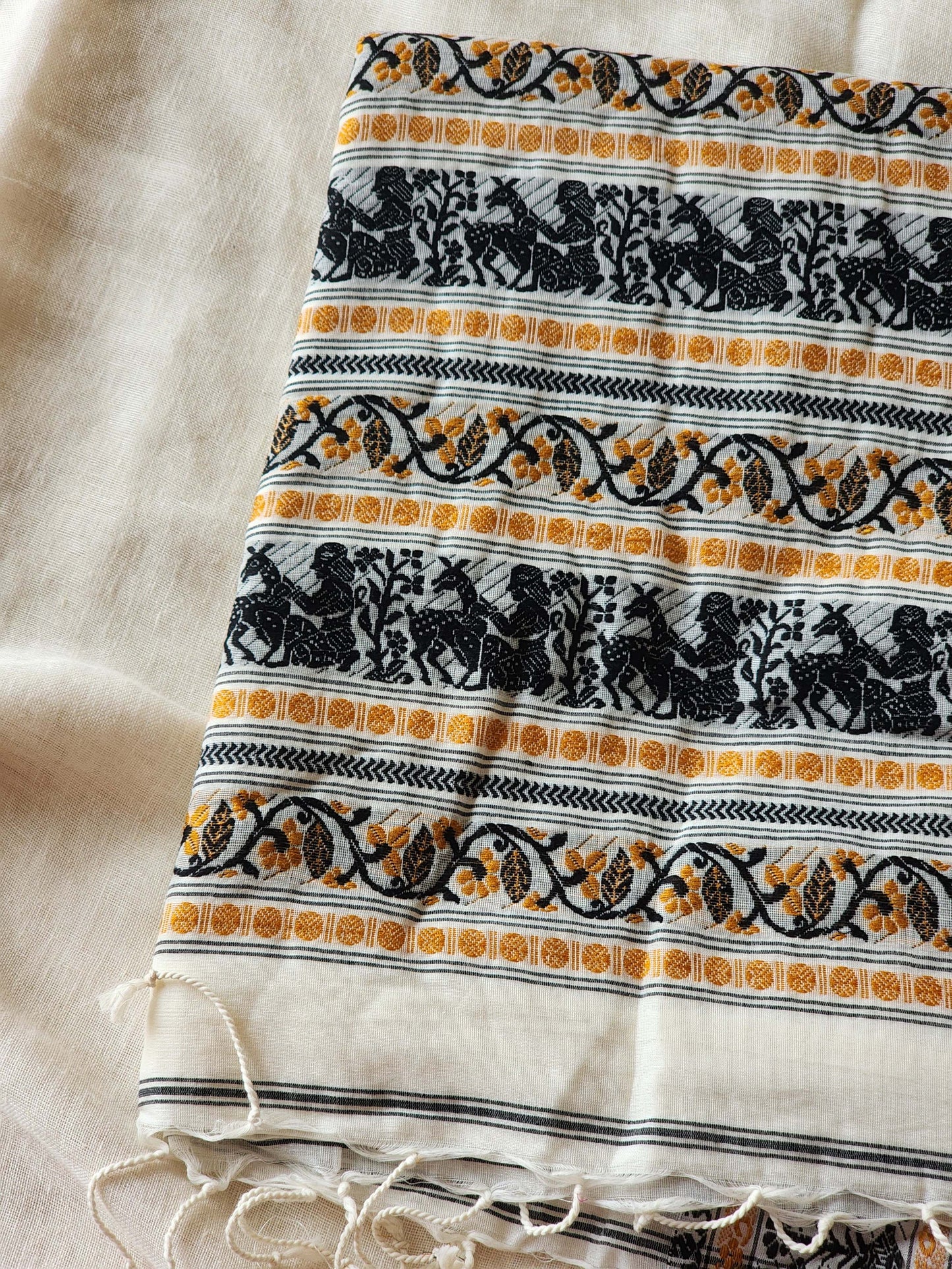 White Baluchari Cotton Saree