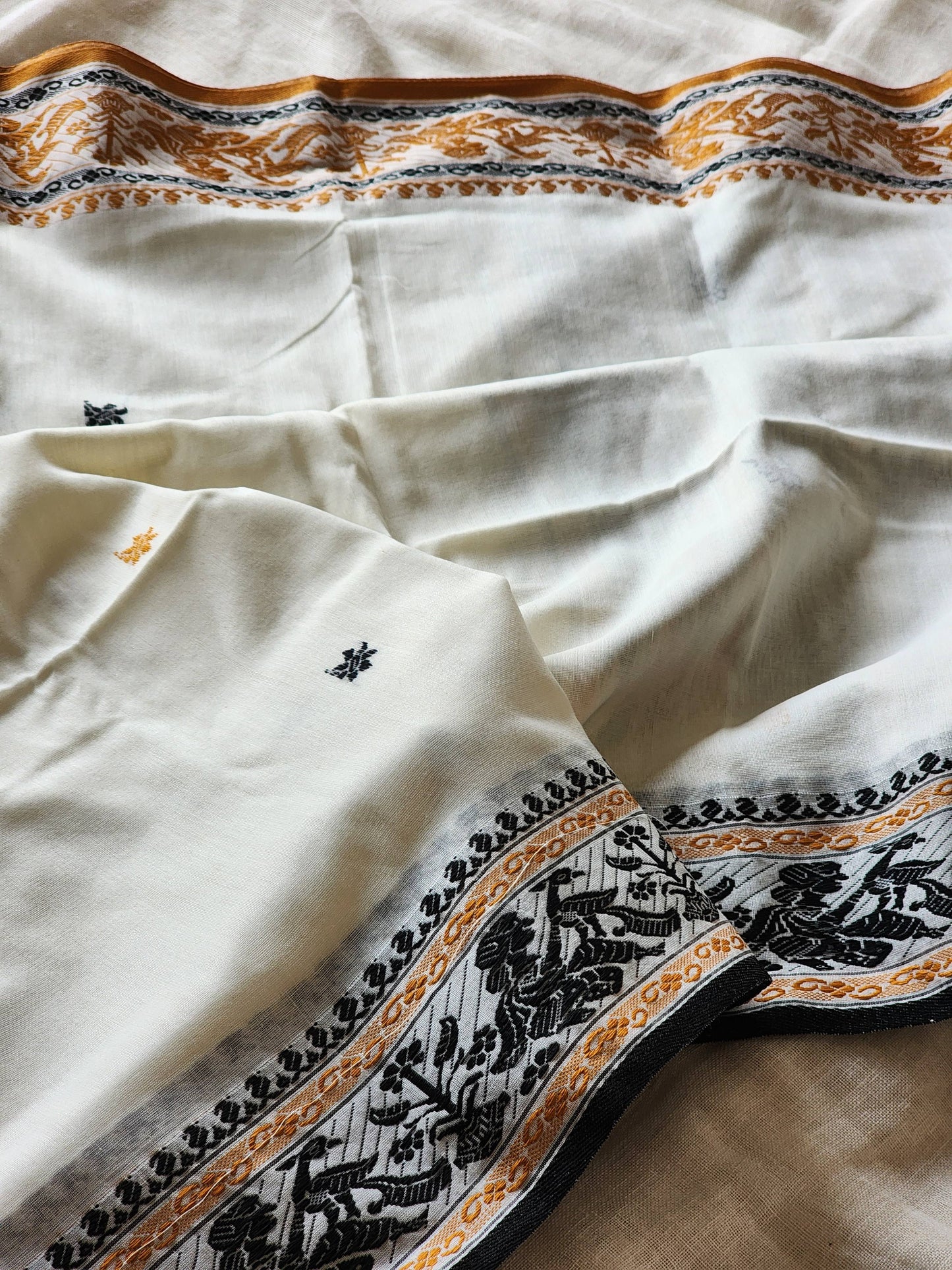 White Baluchari Cotton Saree