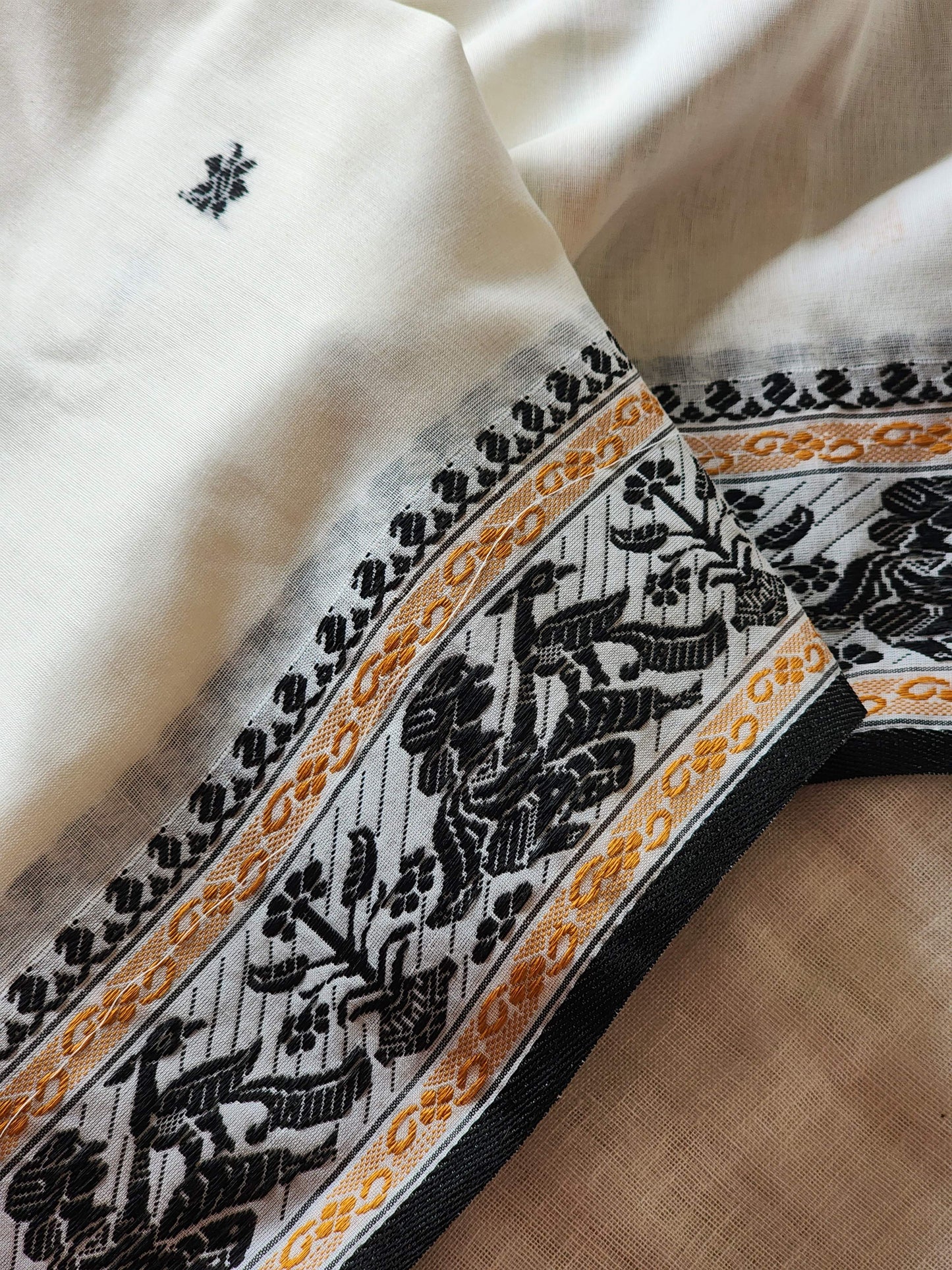 White Baluchari Cotton Saree