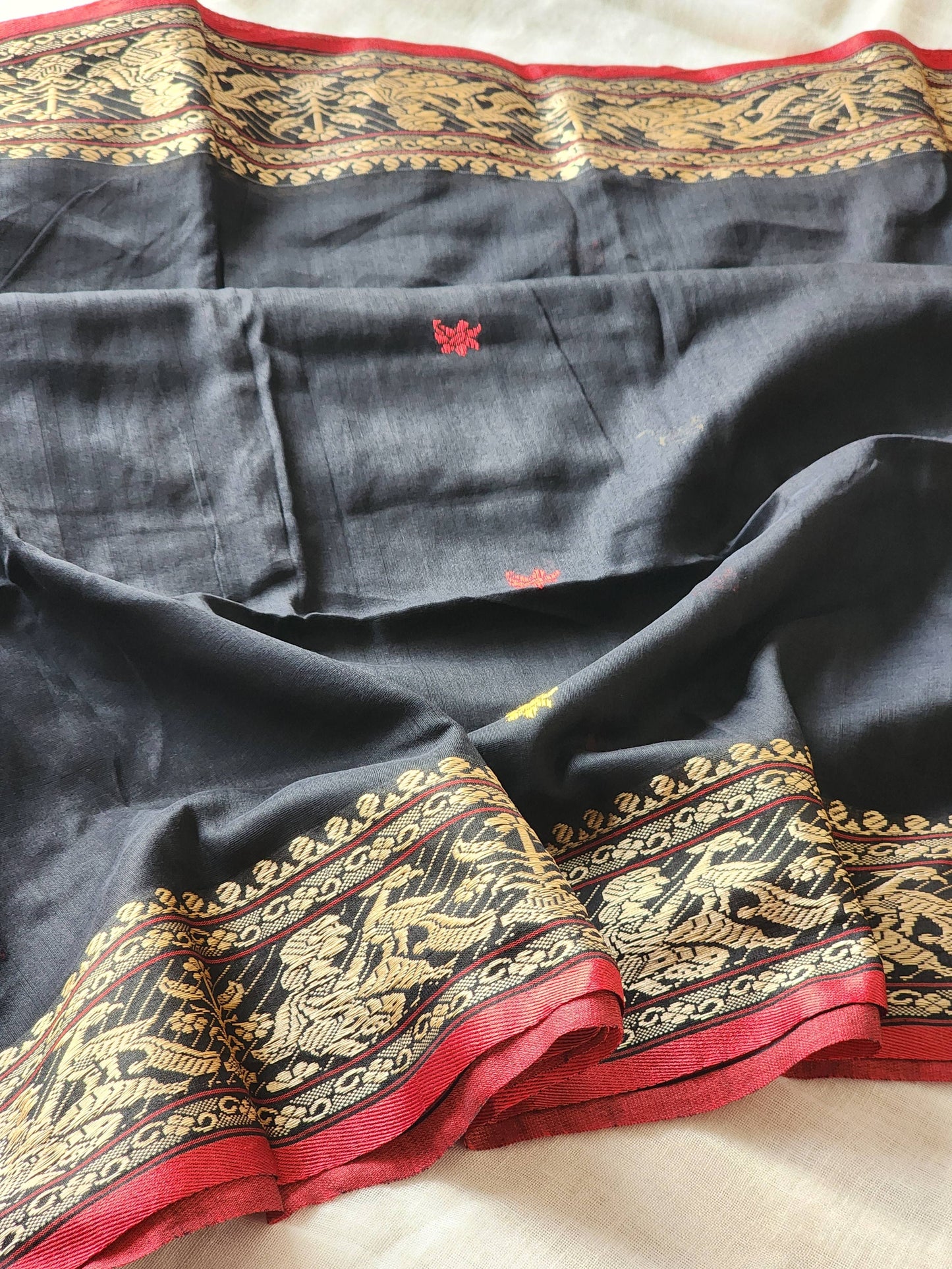 Black Baluchari Cotton Saree