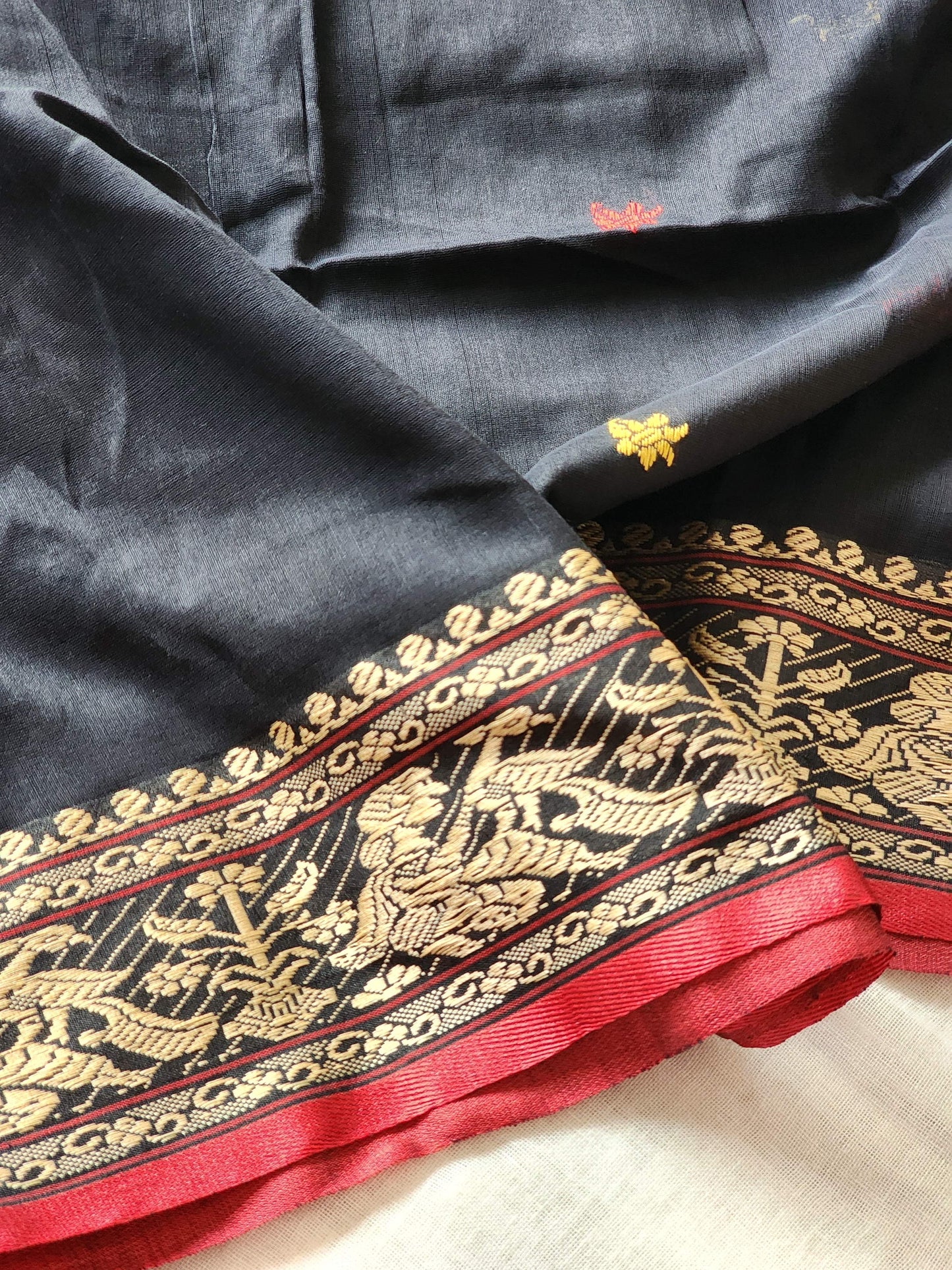 Black Baluchari Cotton Saree
