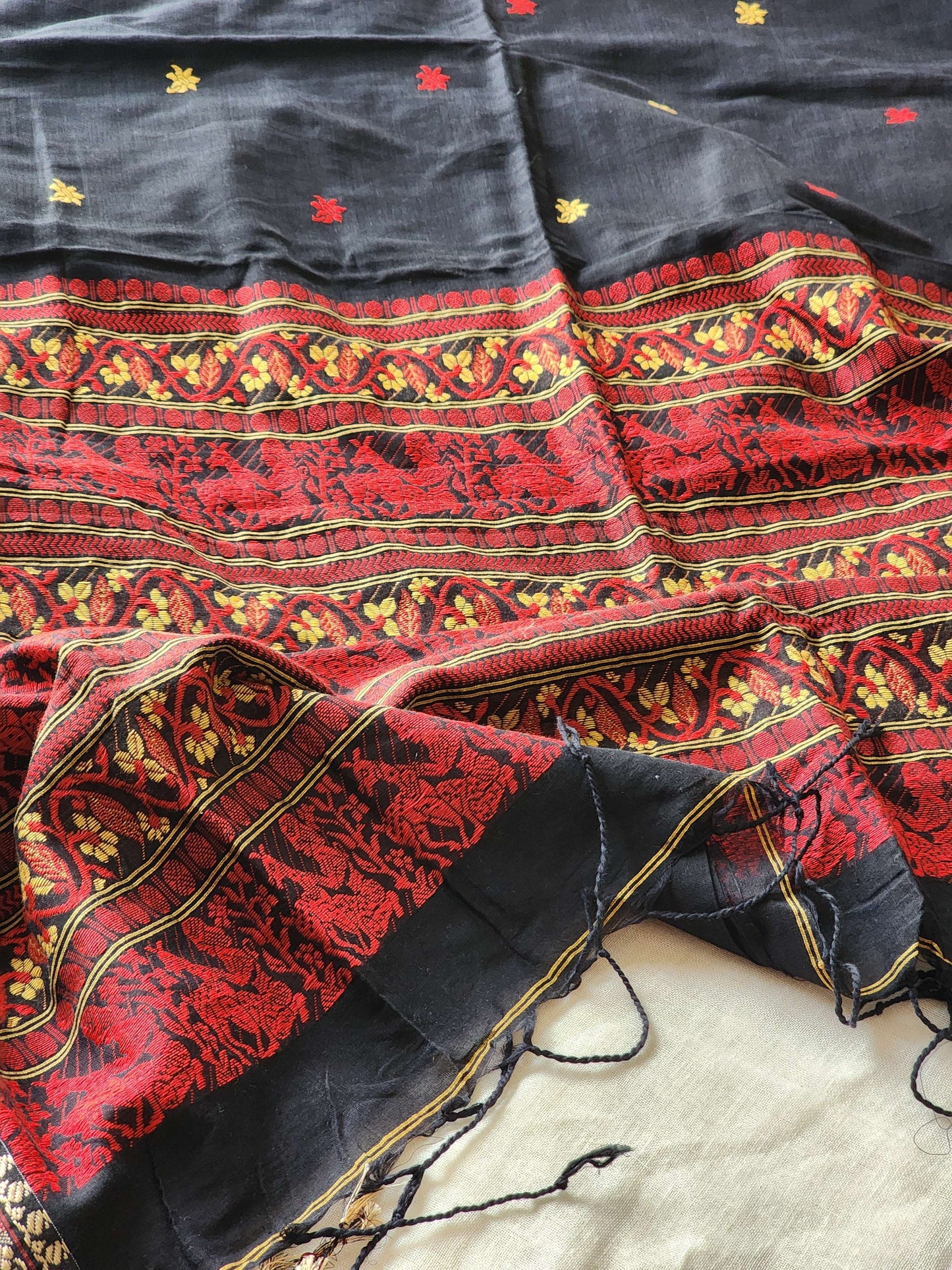 Black Baluchari Cotton Saree